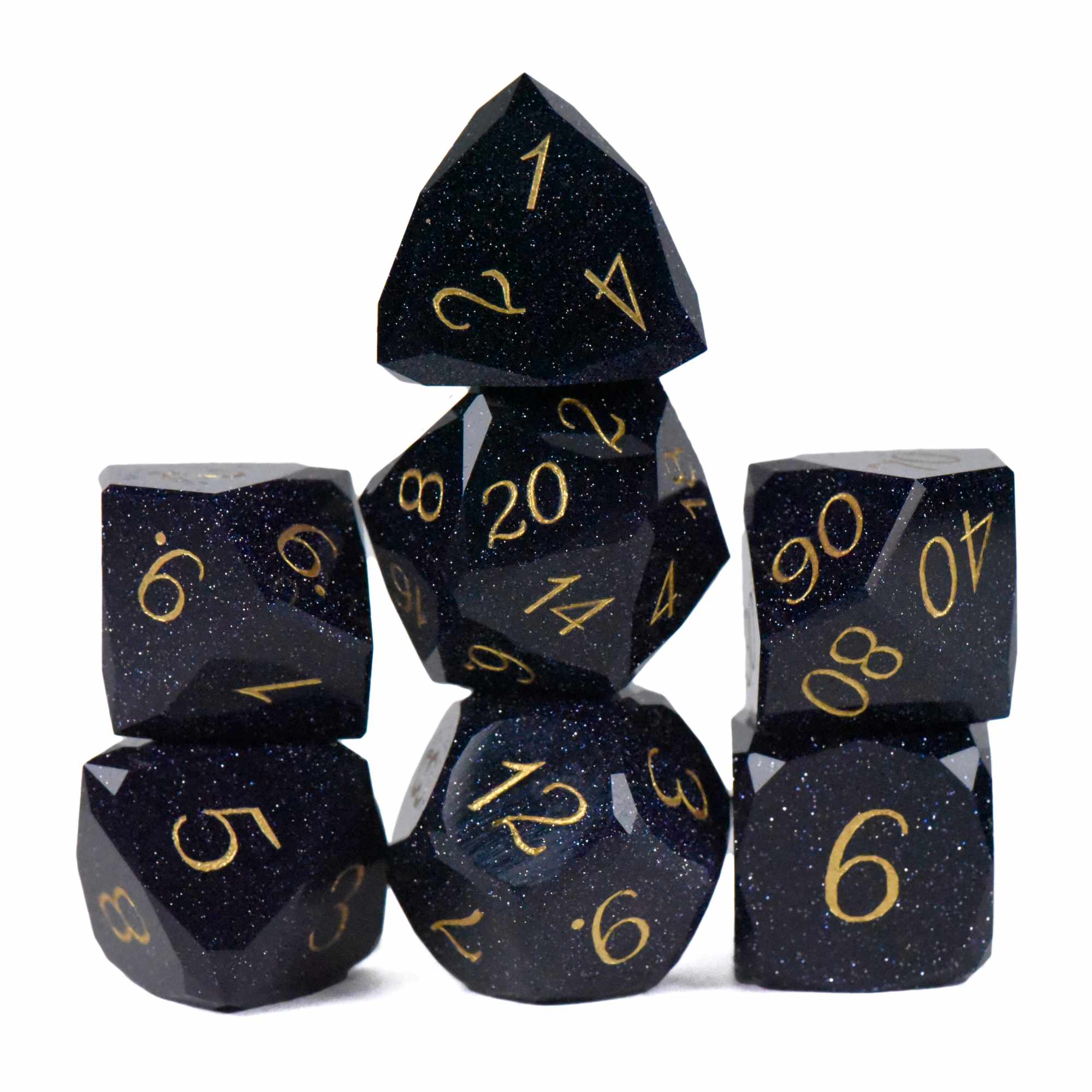 Gem Cut Goldstone Dice Set (Gift Box)