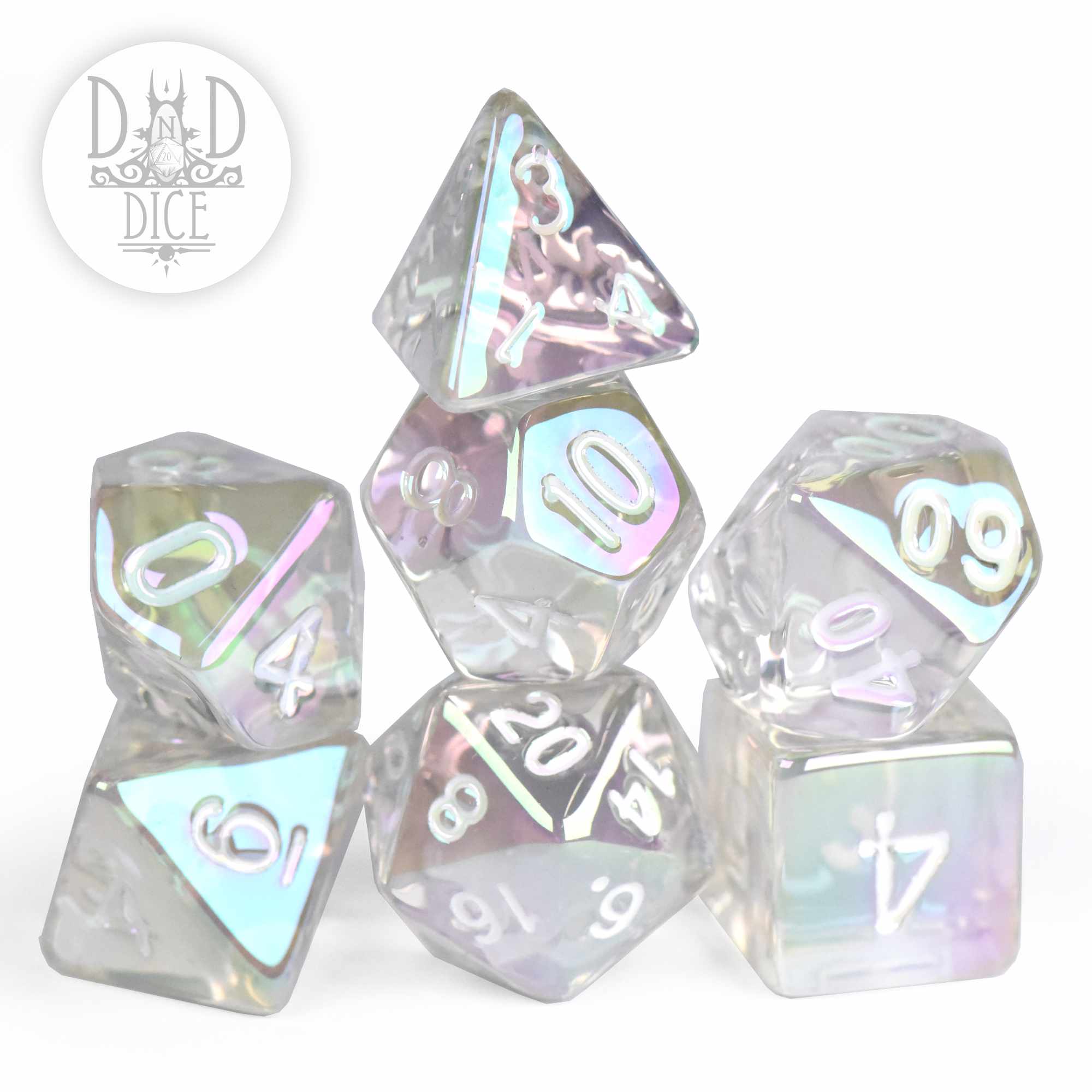 Glamoured Clear Dice Set (Black Friday)
