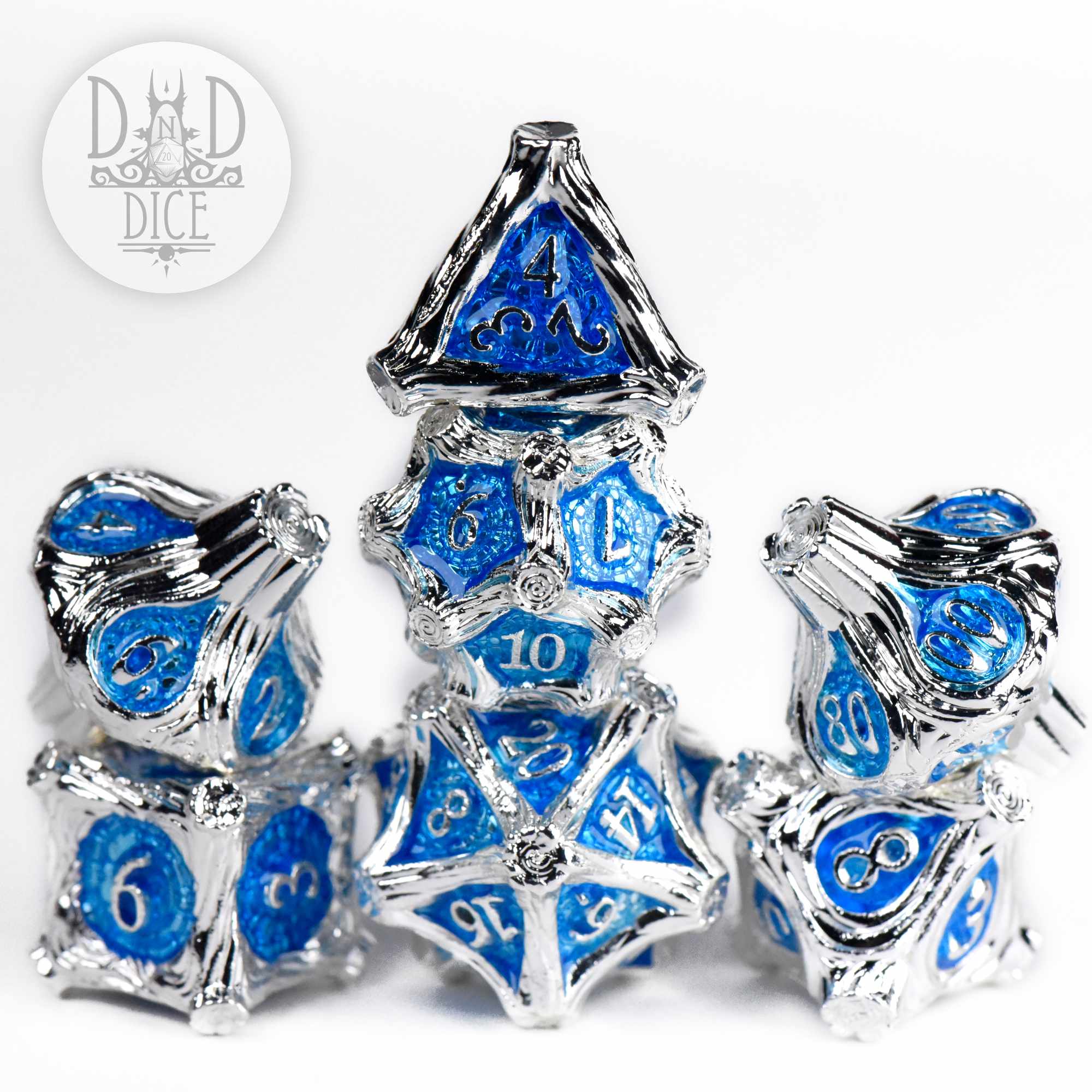 Silver Birch Metal Dice Set (Black Friday)