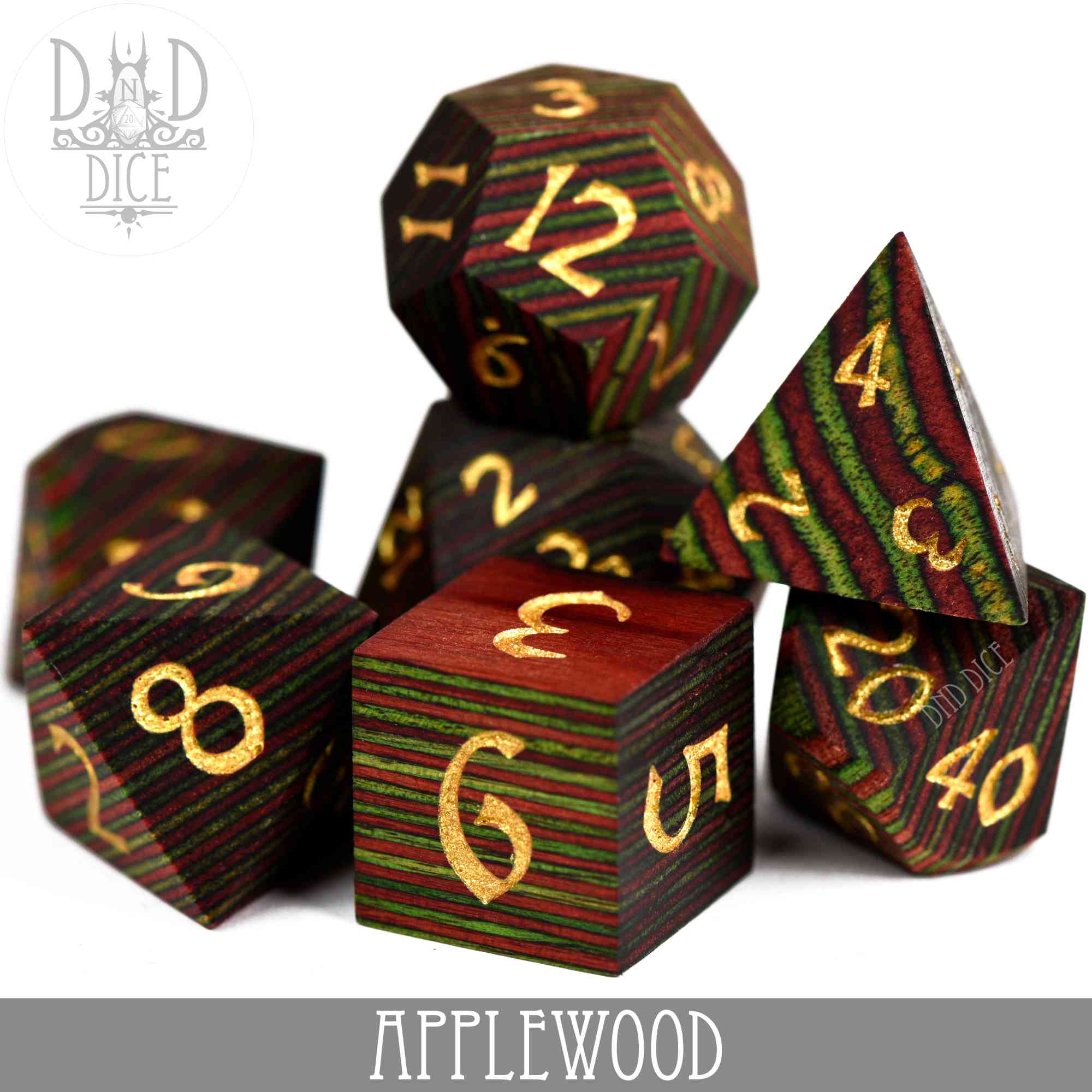 Applewood Wood Dice Set (Gift Box)