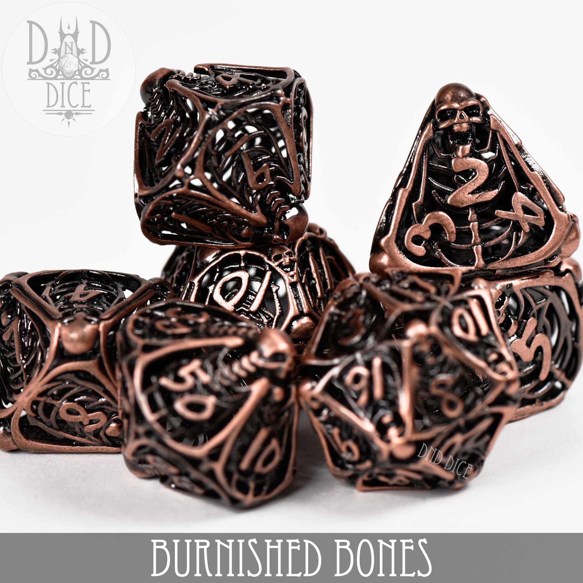 Burnished Bones Hollow Metal Dice Set (Gift Box)