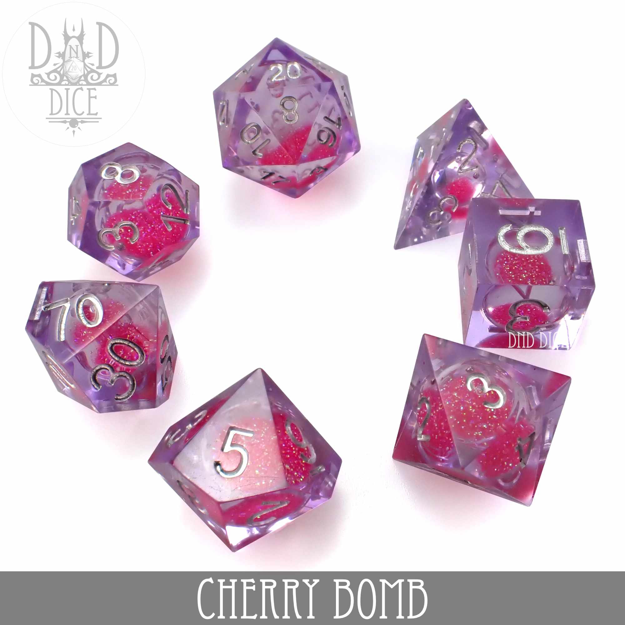 Cherry Bomb Liquid Core Dice Set