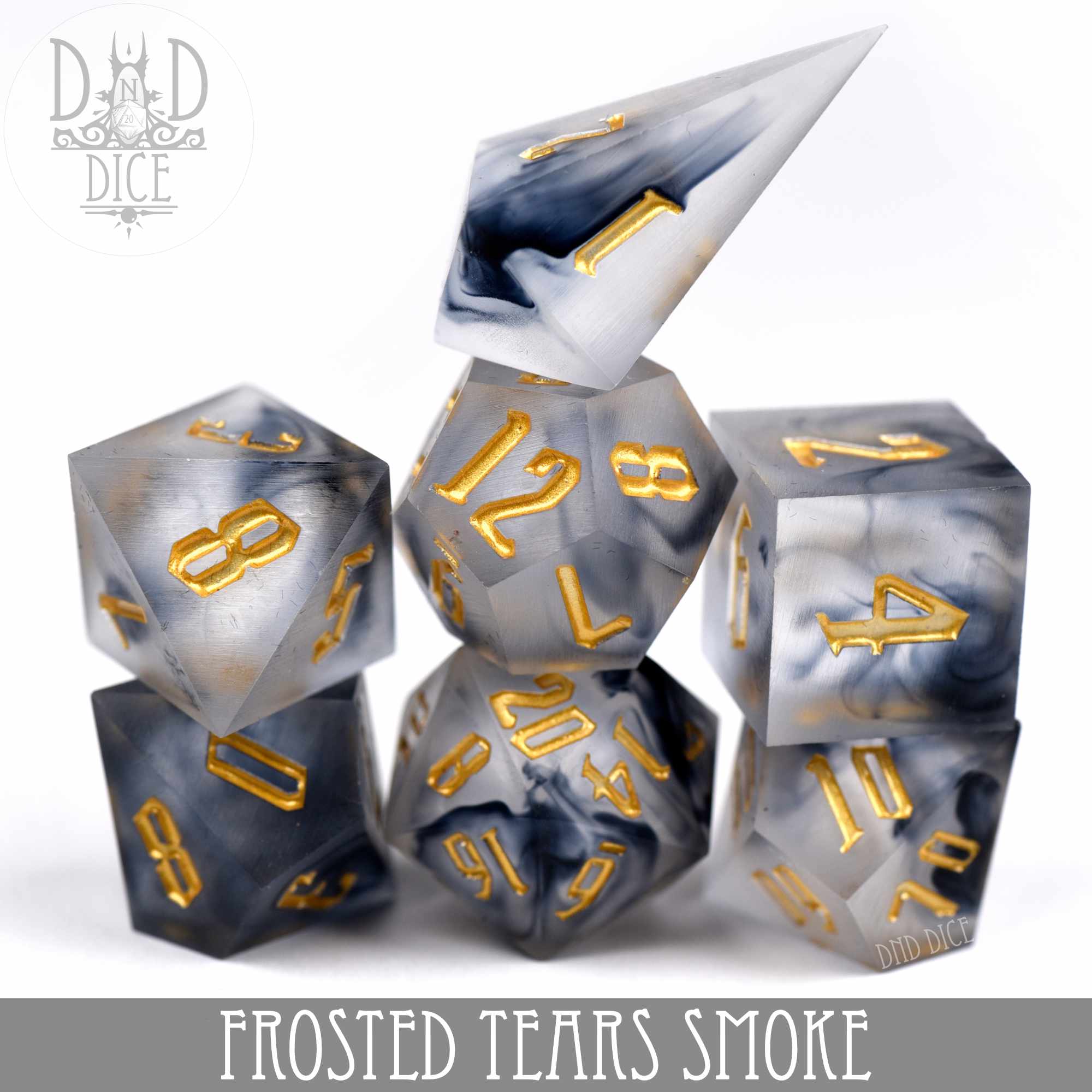 Frosted Tears Smoke Handmade Dice Set