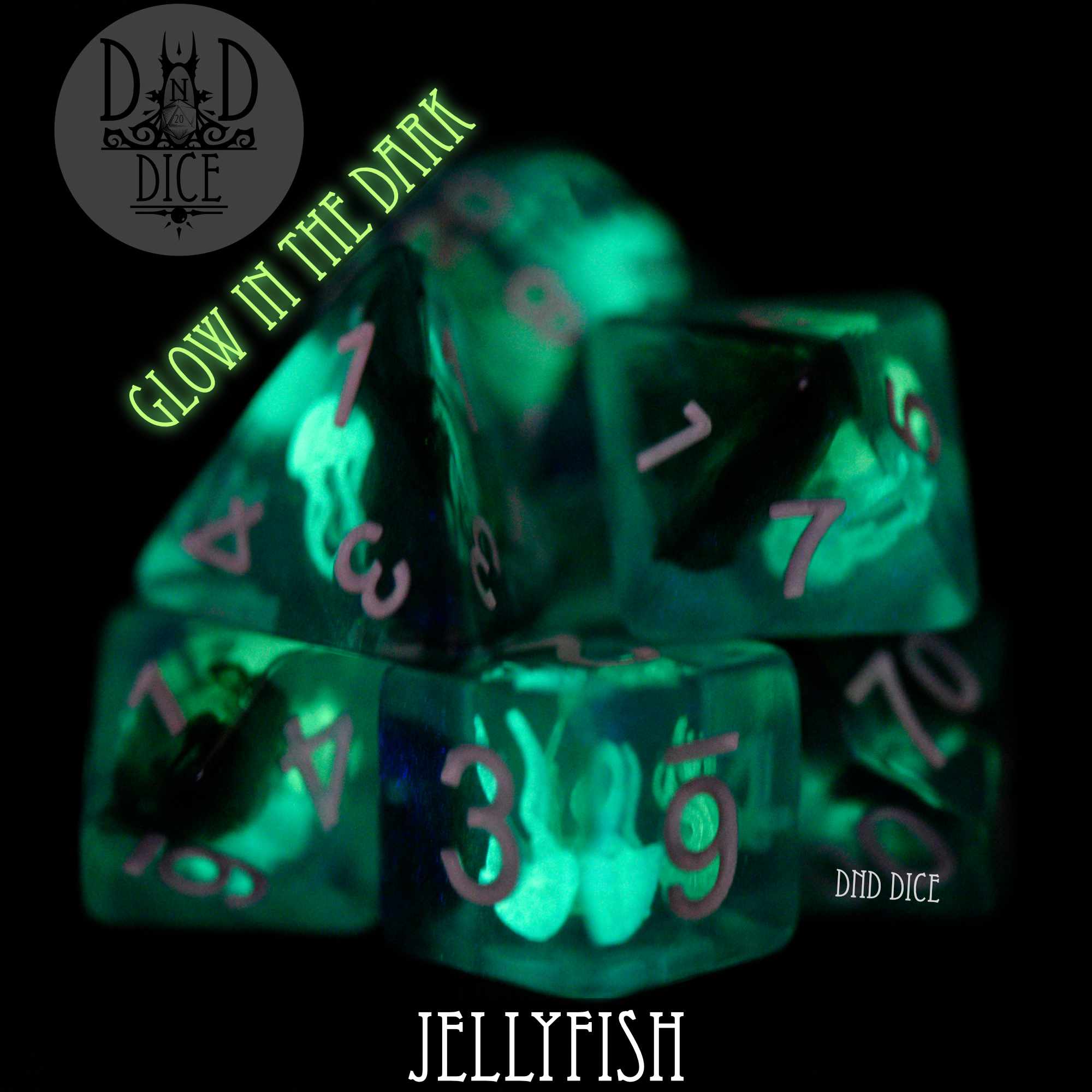 Jellyfish Glow in the Dark Dice Set