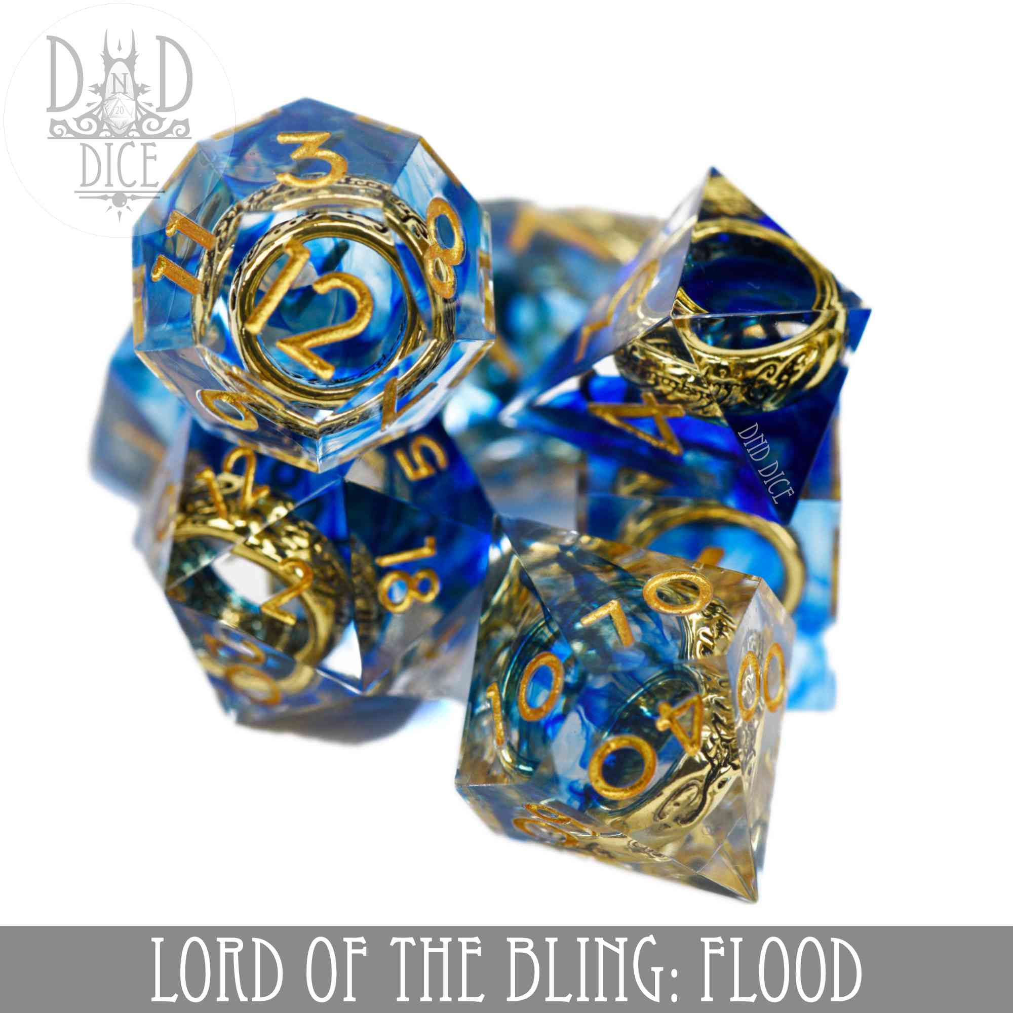 Lord of the Bling: Flood Handmade Dice Set