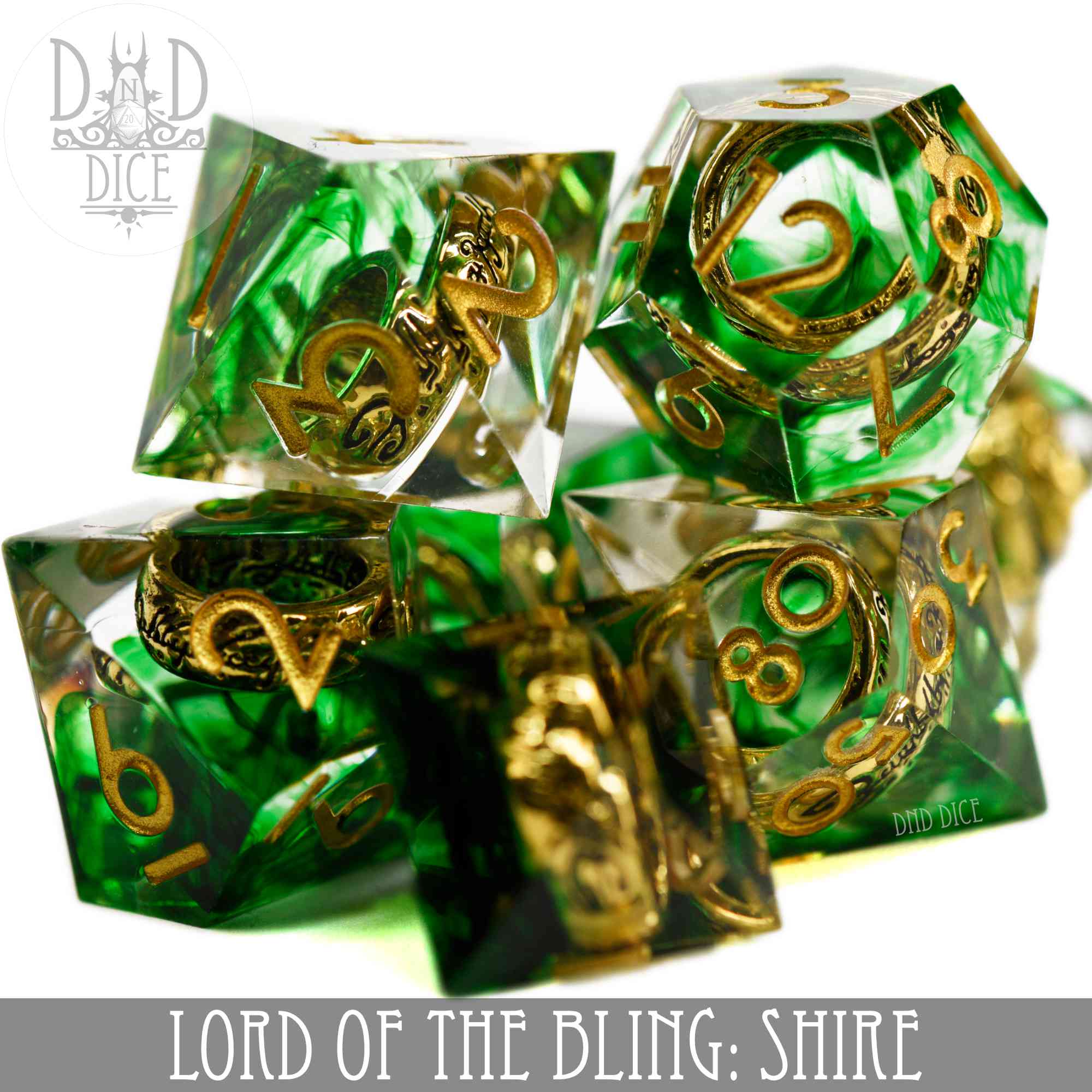 Lord of the Bling: Shire Handmade Dice Set