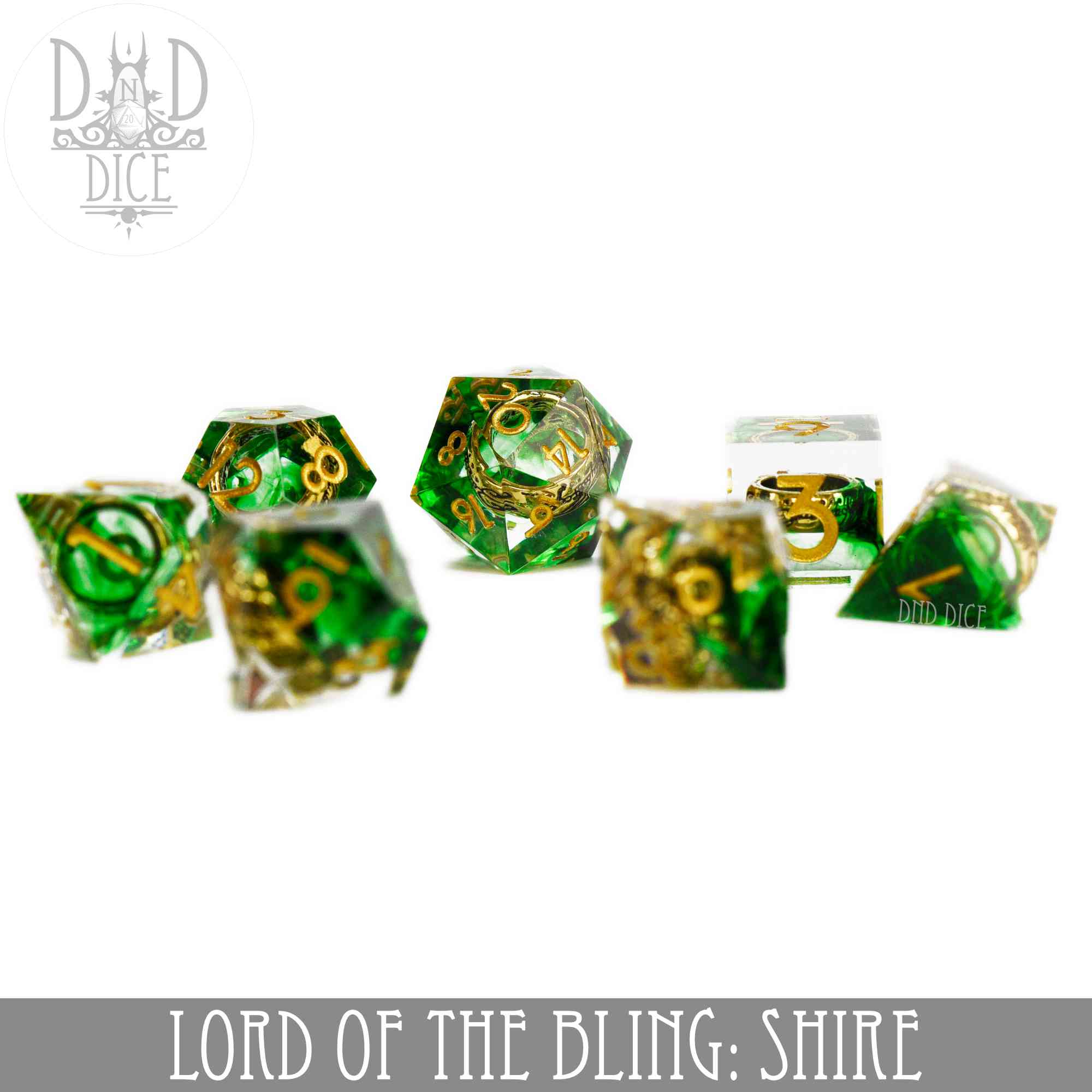 Lord of the Bling: Shire Handmade Dice Set