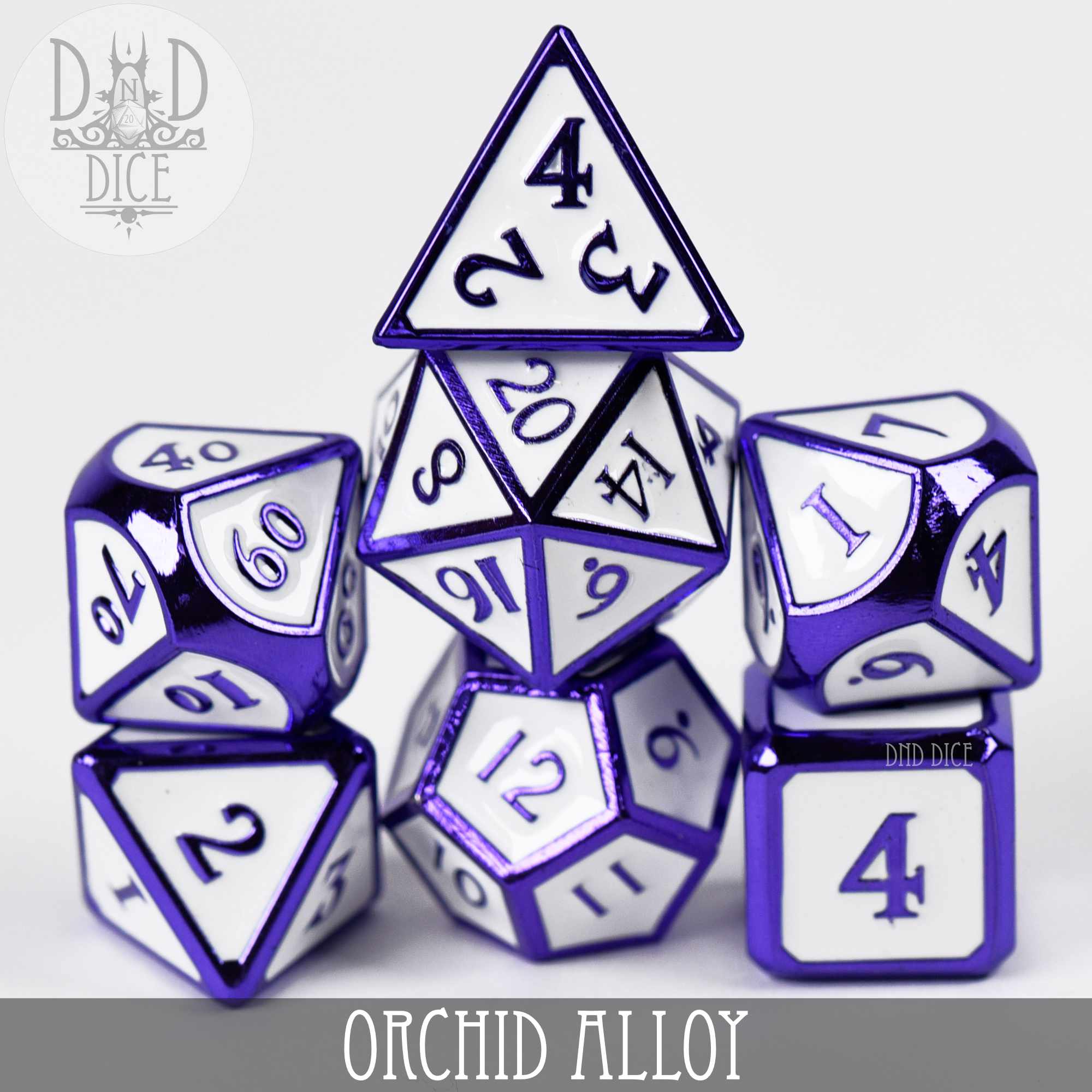 Orchid Alloy Metal Dice Set
