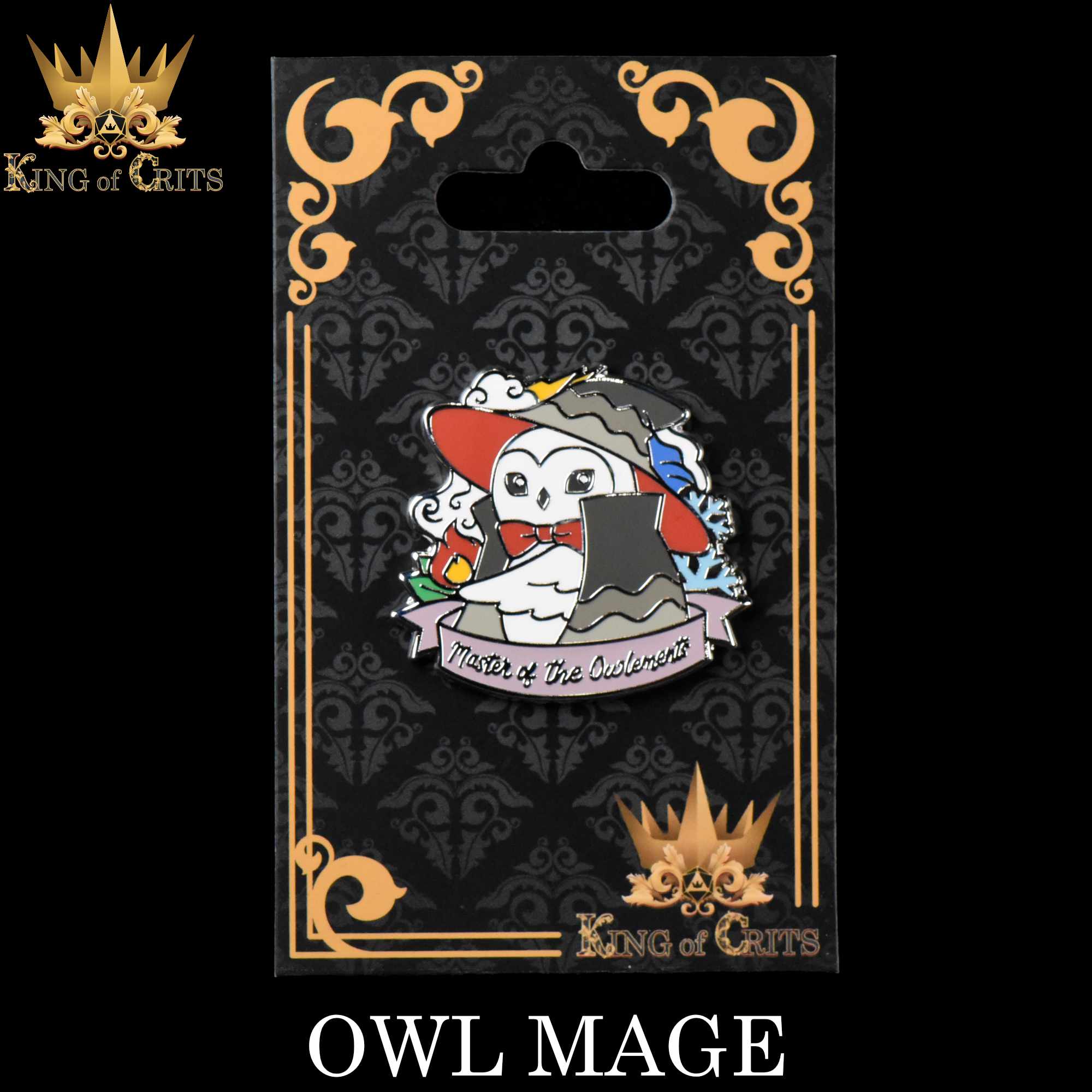 Owl Mage Silver Enamel Pin (Black Friday)