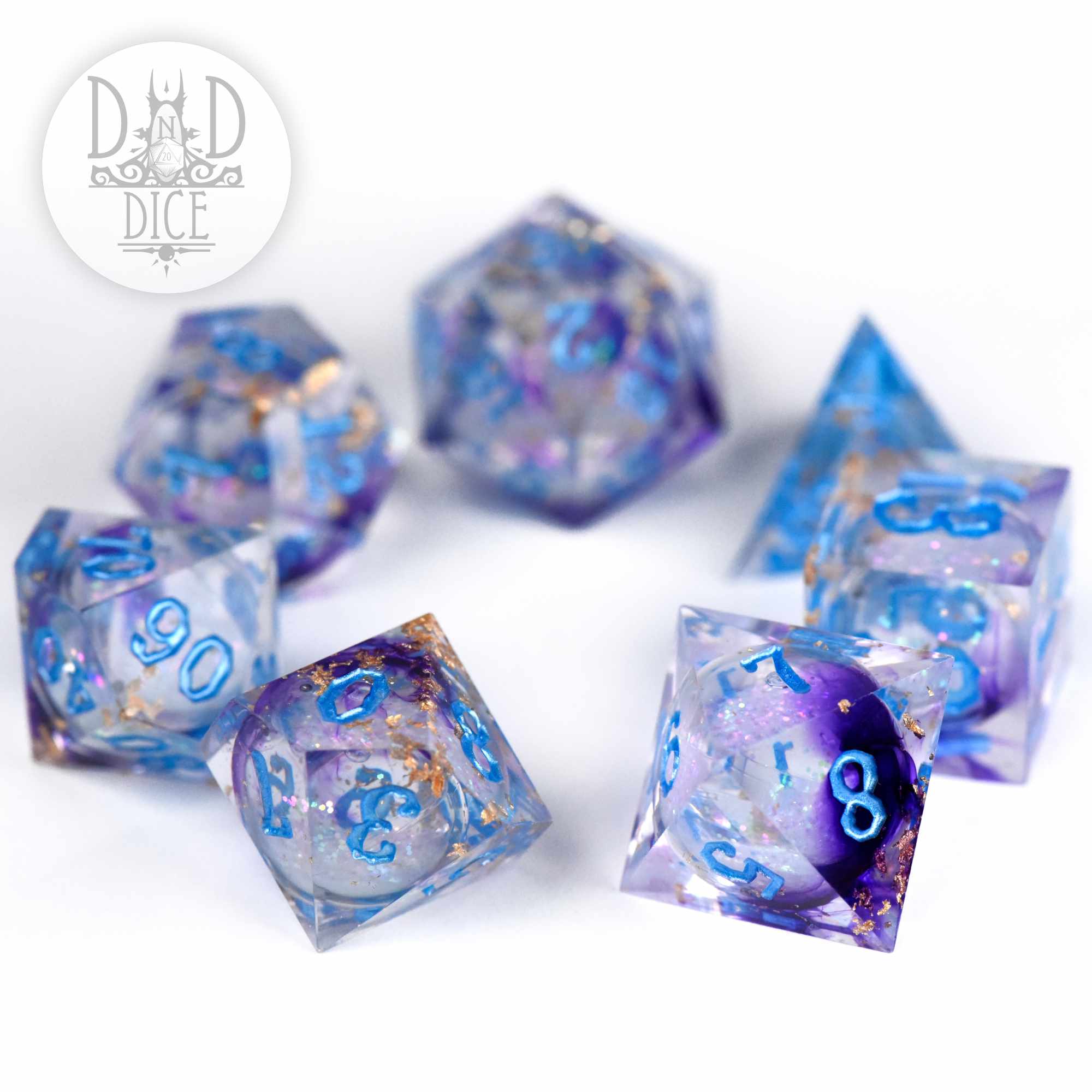 Periwinkle Powder Liquid Core Dice Set
