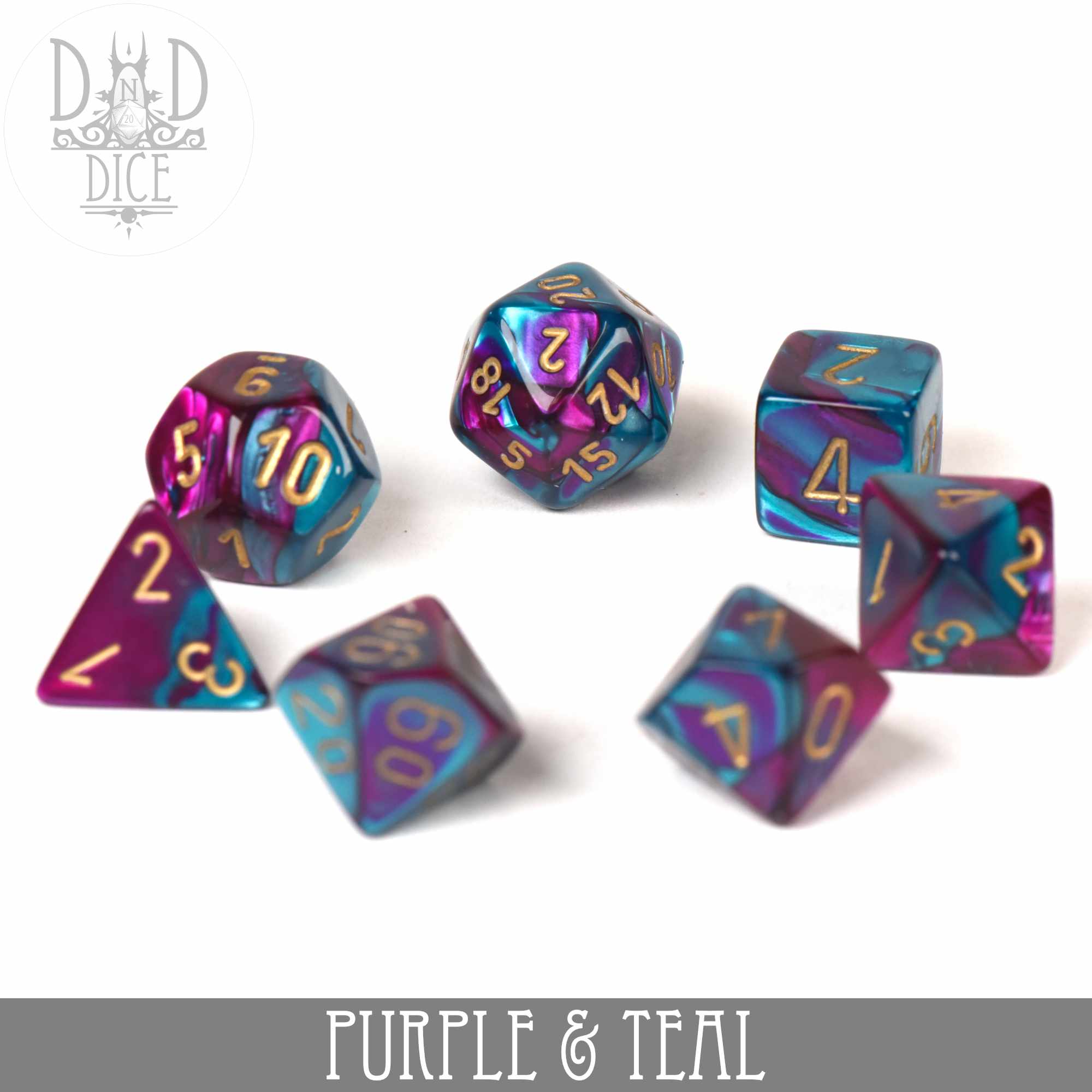 Gemini Purple-Teal Dice Set
