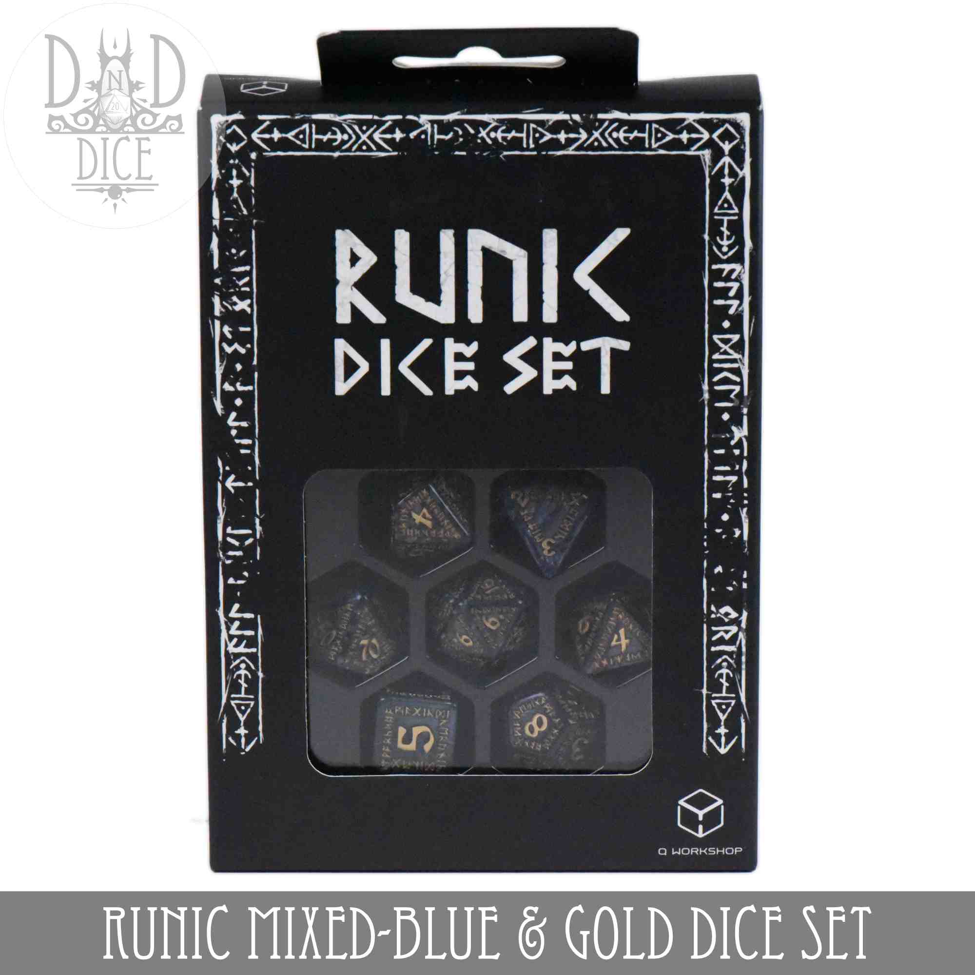 Runic Mixed-Blue & Gold Dice Set