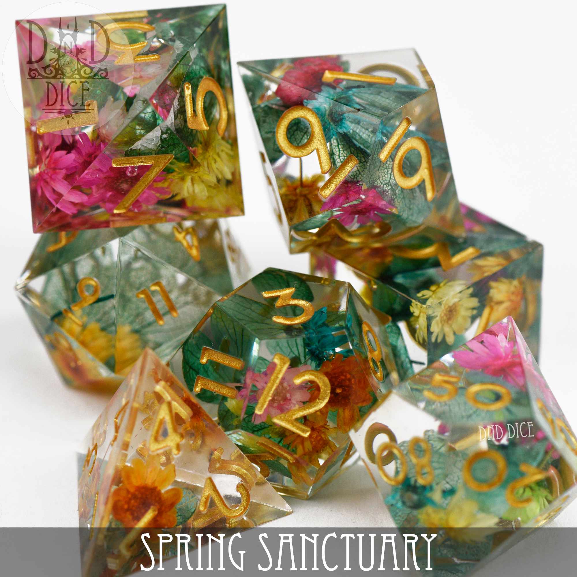 Spring Sanctuary Handmade Dice Set