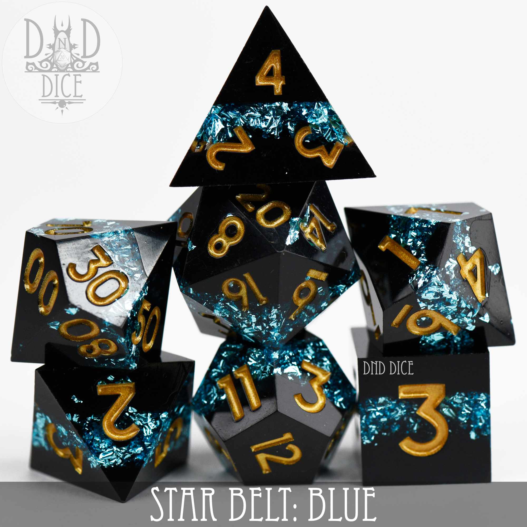 Star Belt: Blue Handmade Dice Set