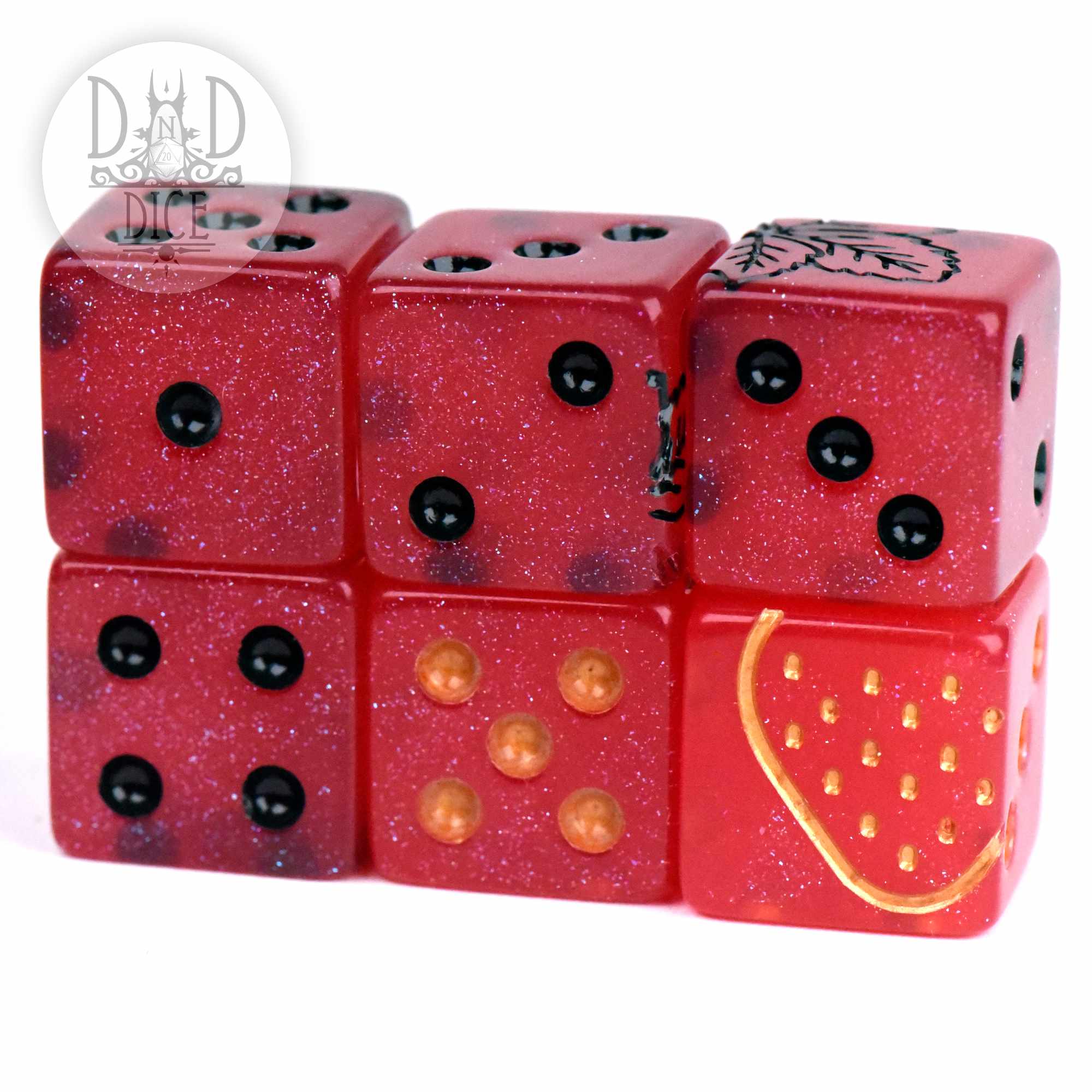 Strawberry Patch 6D6 Dice Set