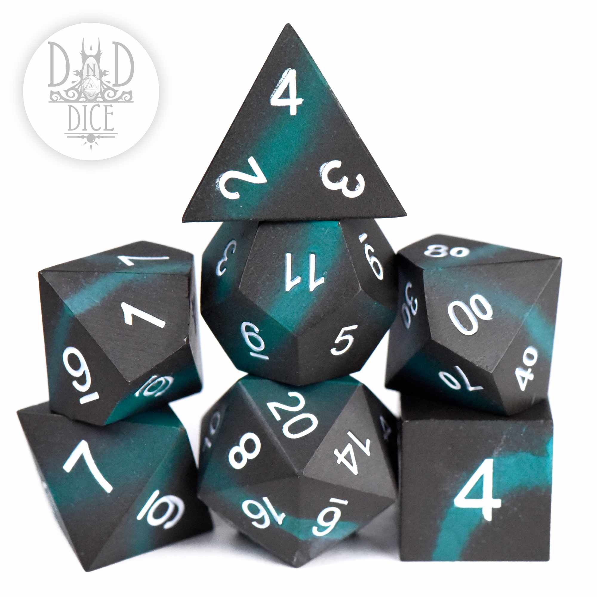 Tagging Teal Metal Dice Set