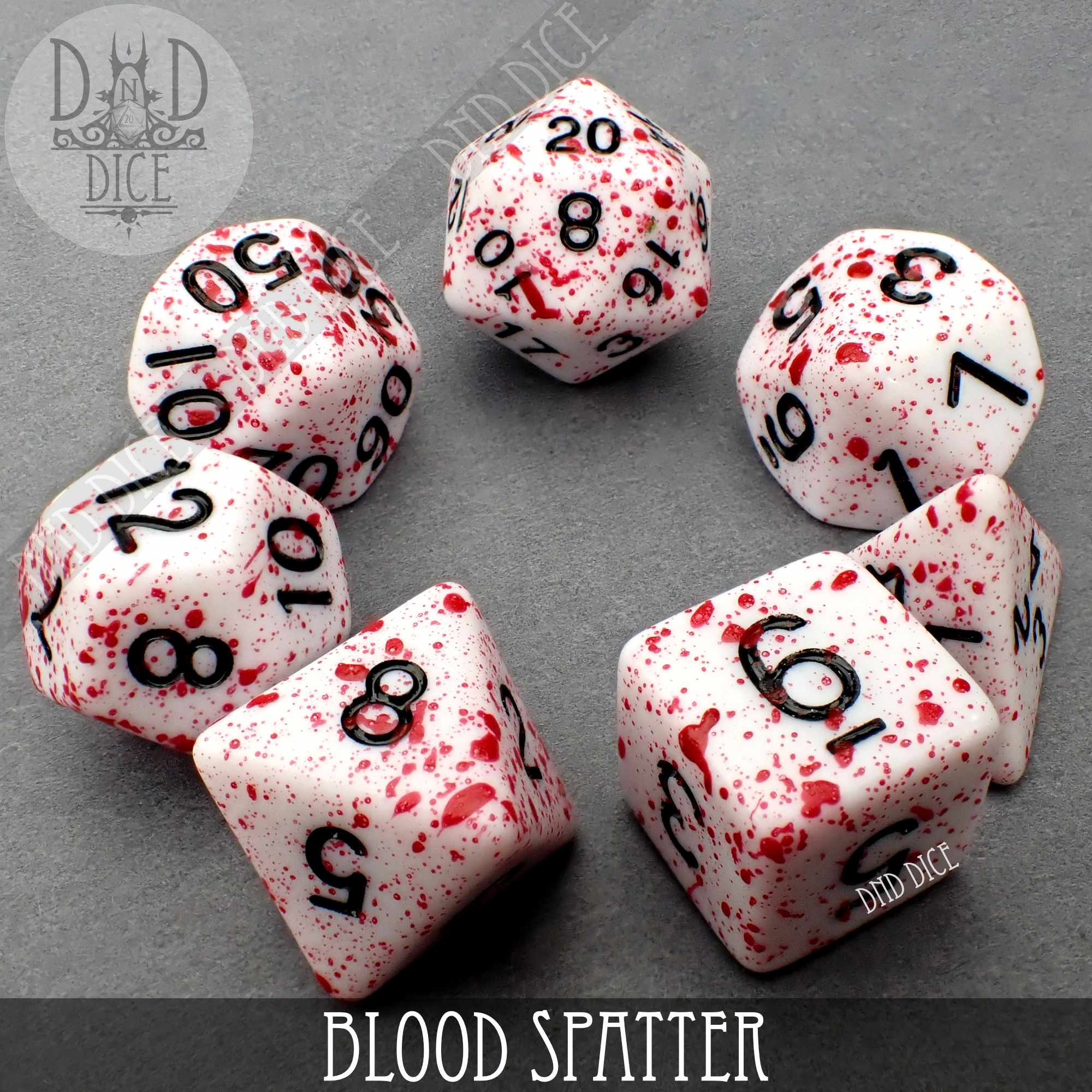 Blood Spatter Dice Set (Hand Painted)