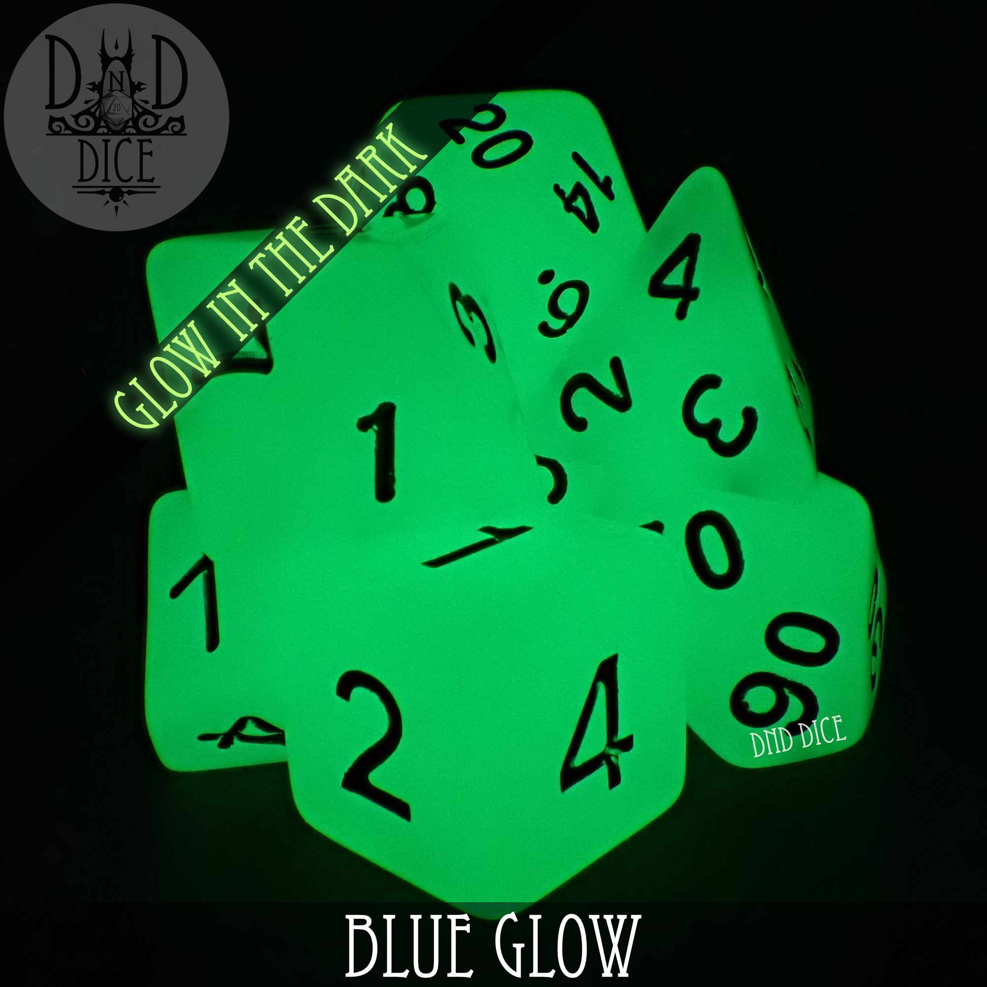 Blue Glow in the Dark Dice Set