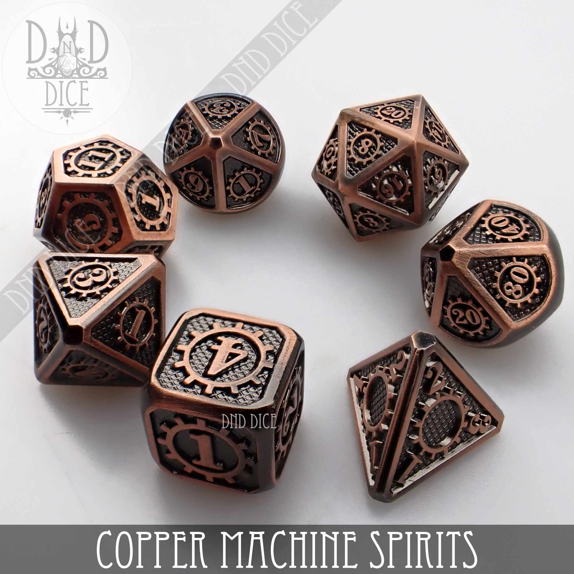 Copper Machine Spirits Metal Dice Set