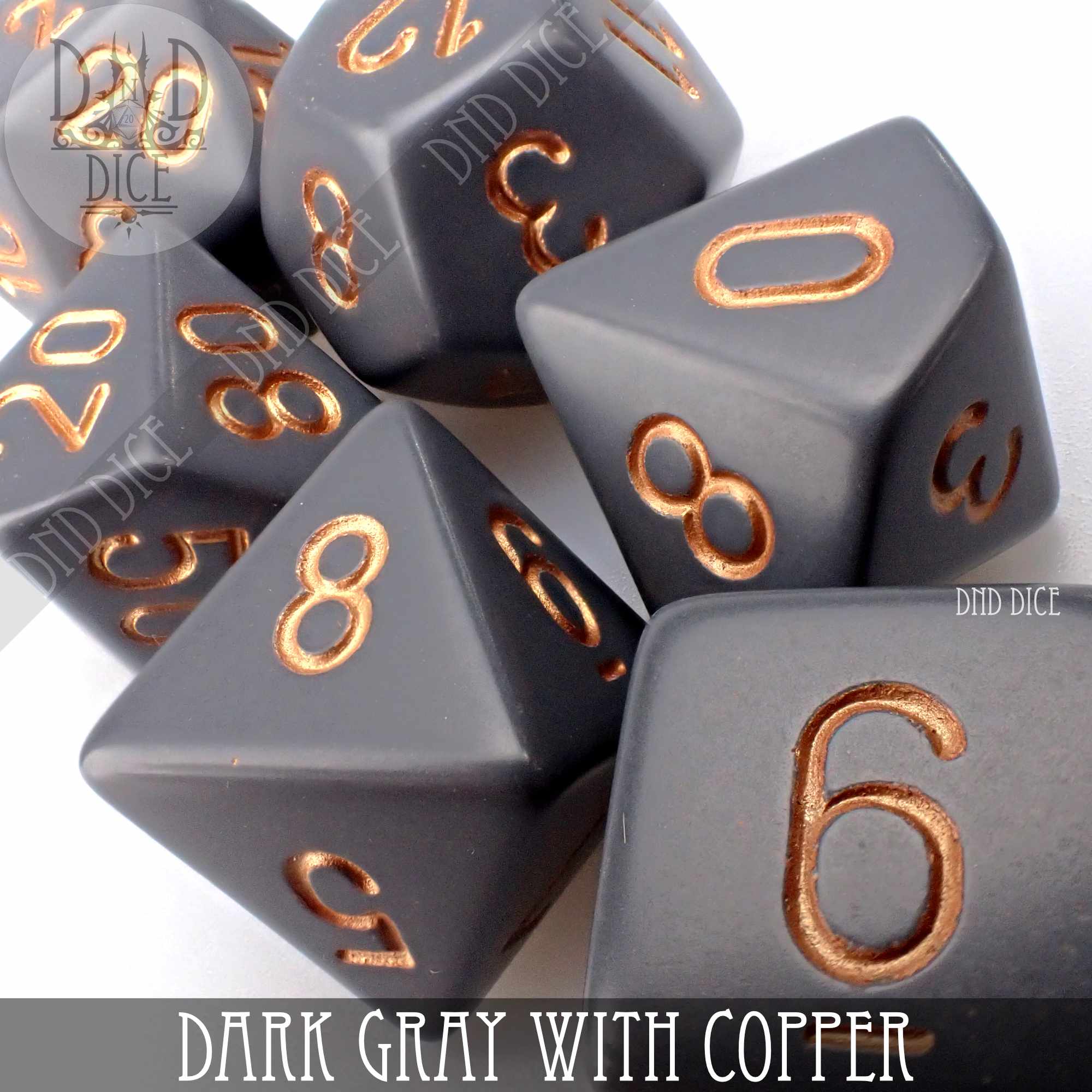 Dark Gray with Copper Dice Set