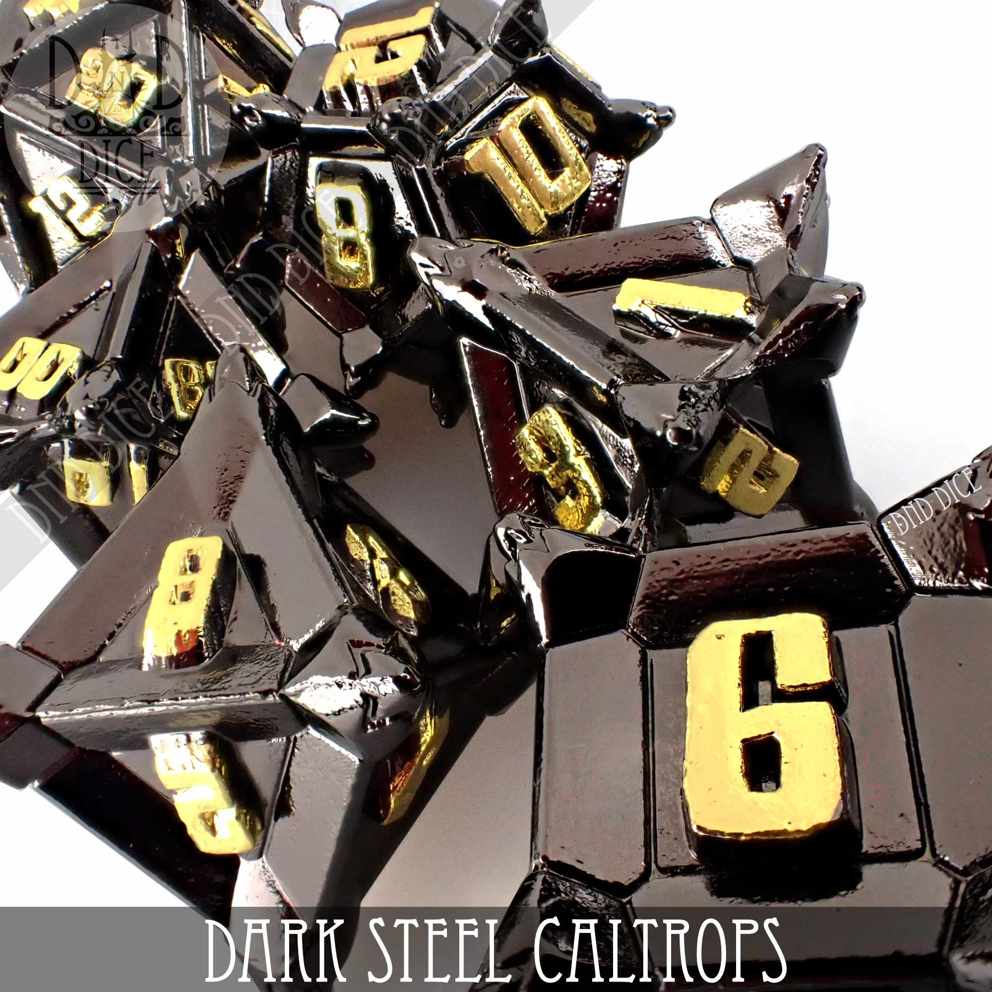 Dark Steel Caltrops Metal Dice Set