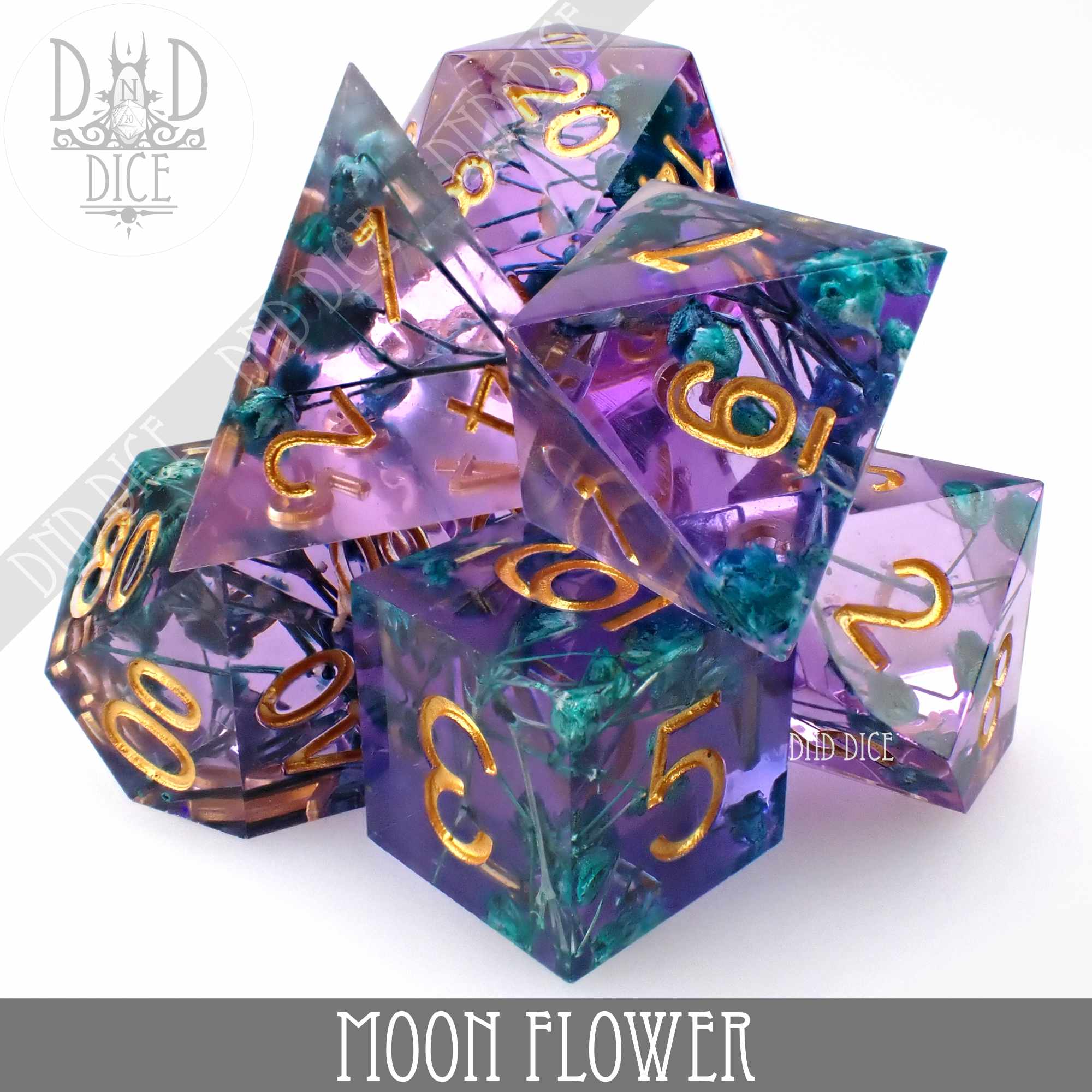 Store New Moon Flower Handmade Dice Set