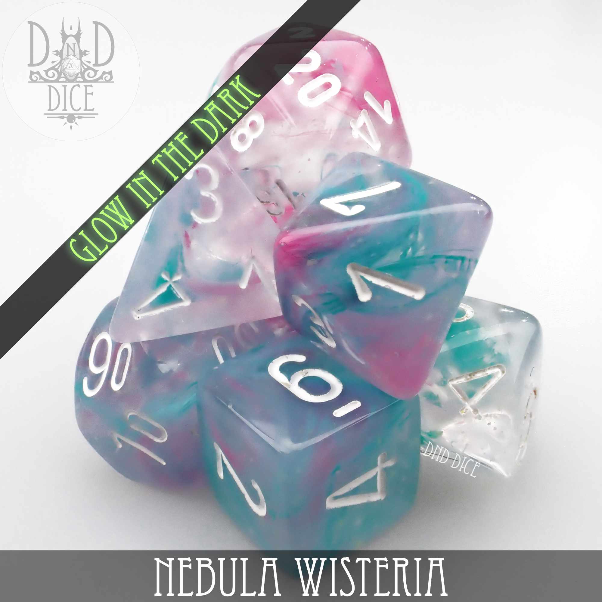 Nebula Wisteria Dice Set (Glow)
