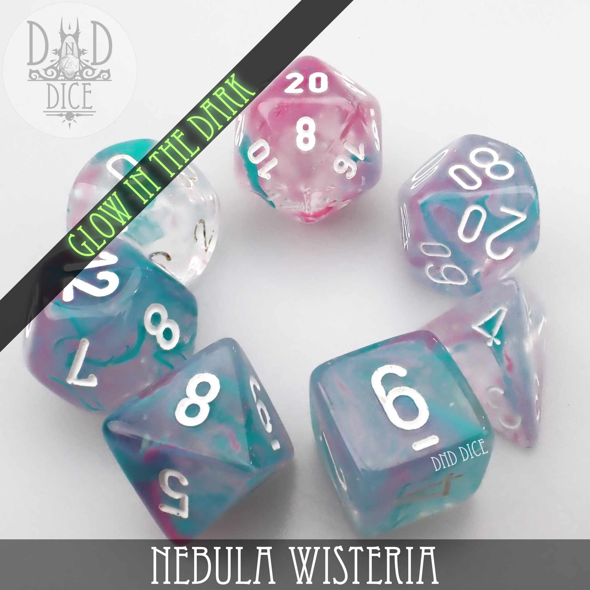 Nebula Wisteria Dice Set (Glow)
