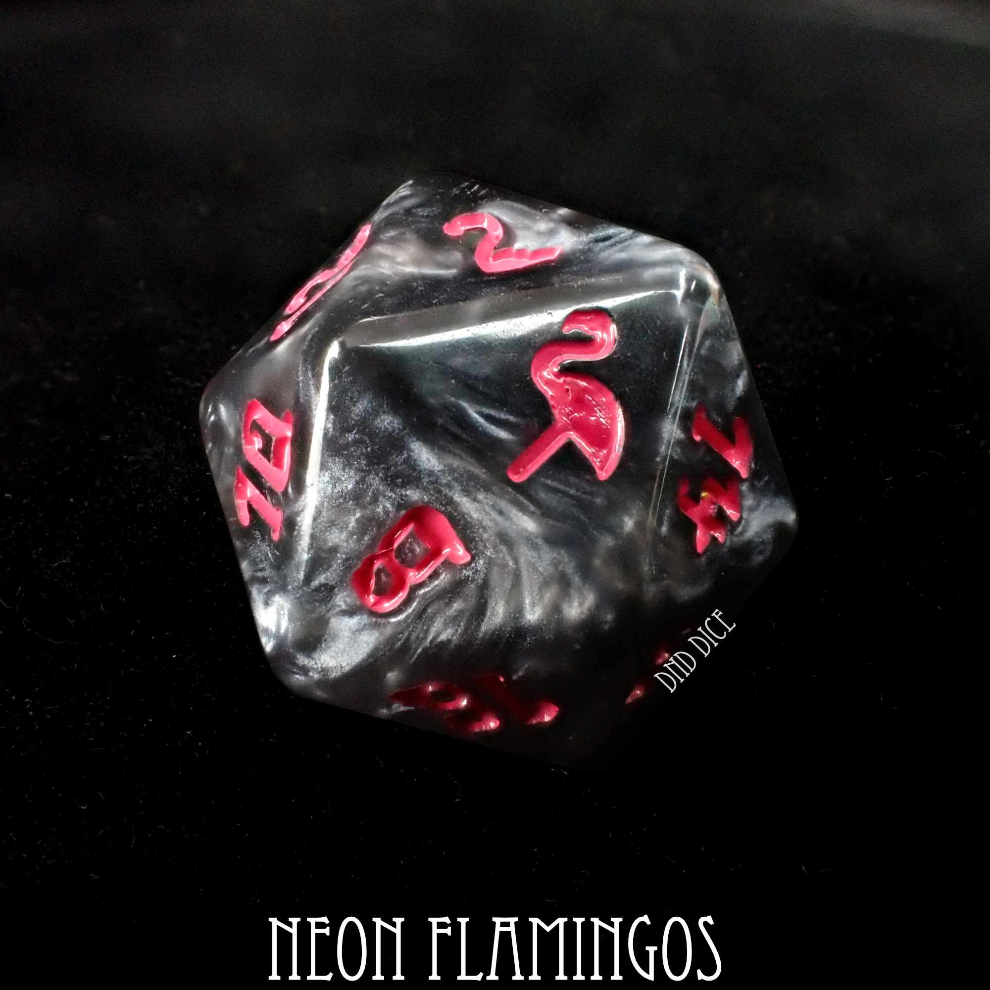 Neon Flamingos 11 Dice Set