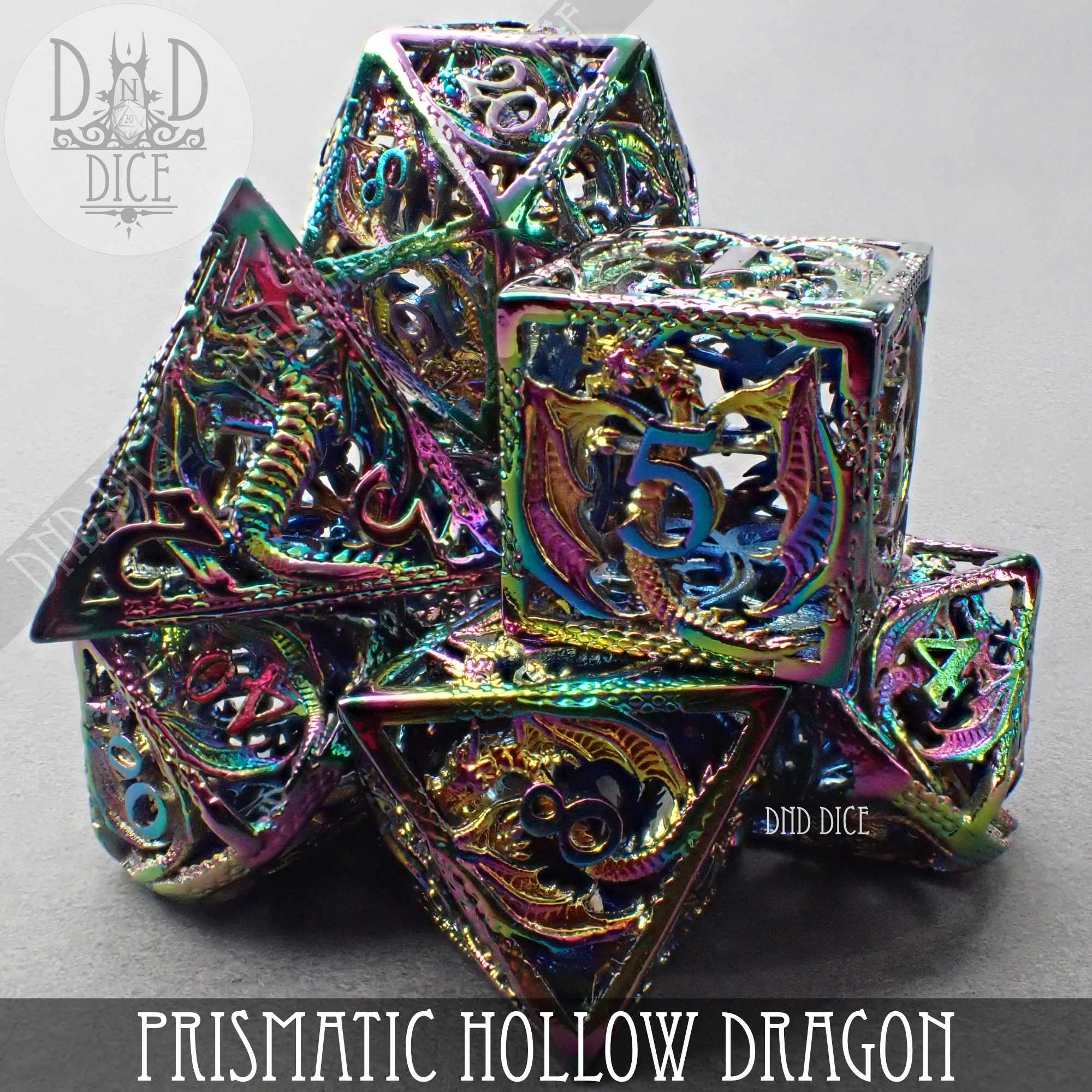 Prismatic Dragon Metal Dice Set (Gift Box)