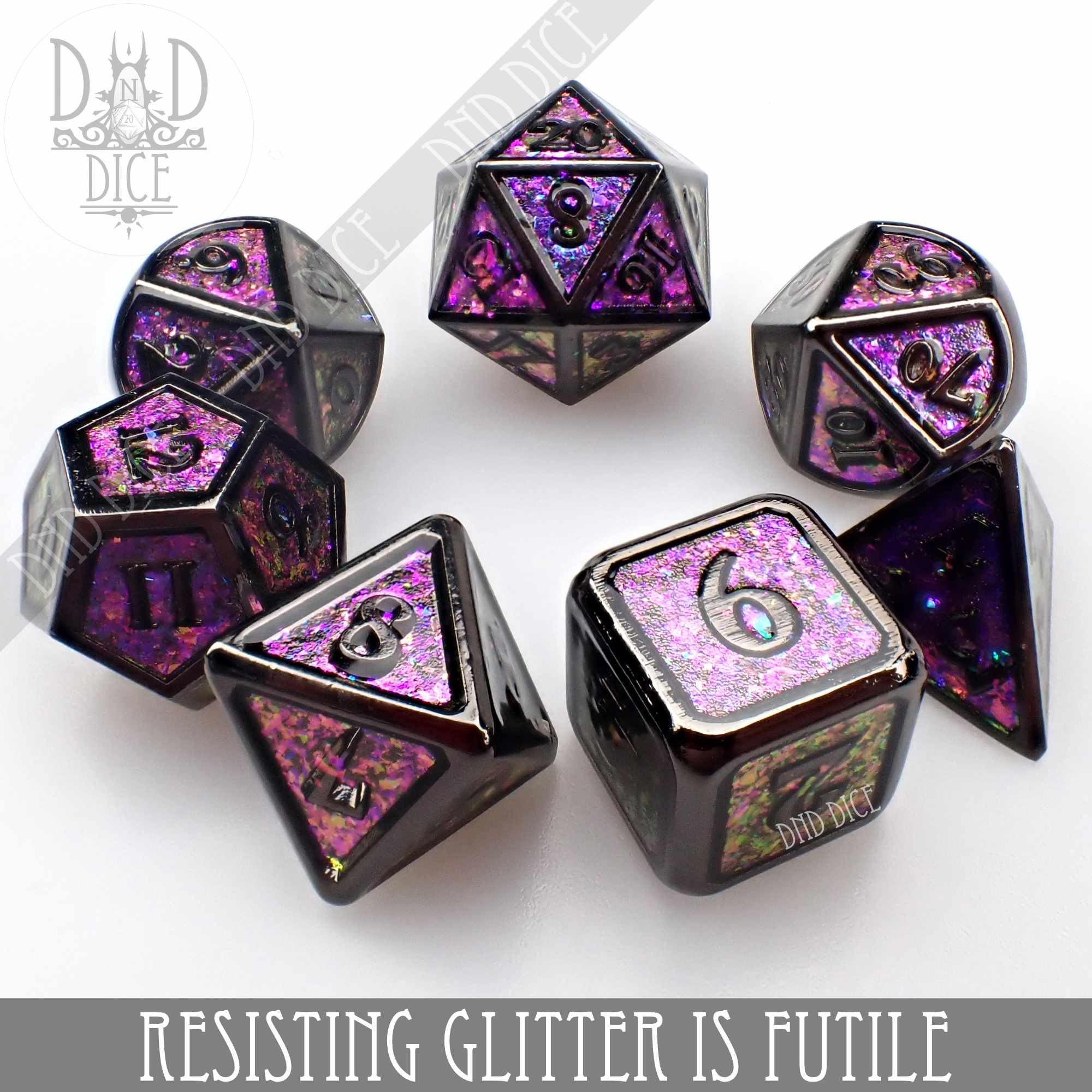 Resisting Glitter is Futile Metal Dice Set