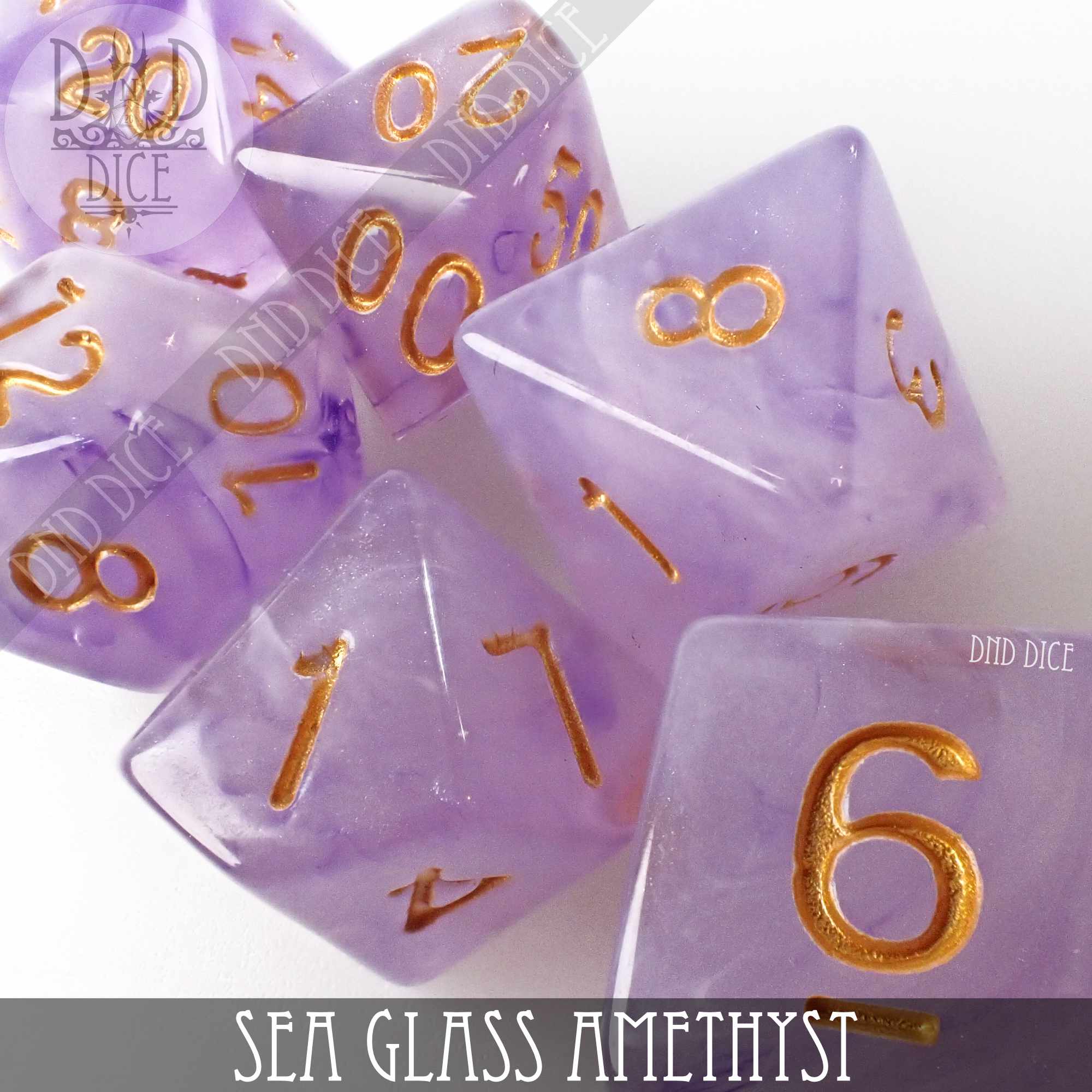 Sea Glass Amethyst Dice Set