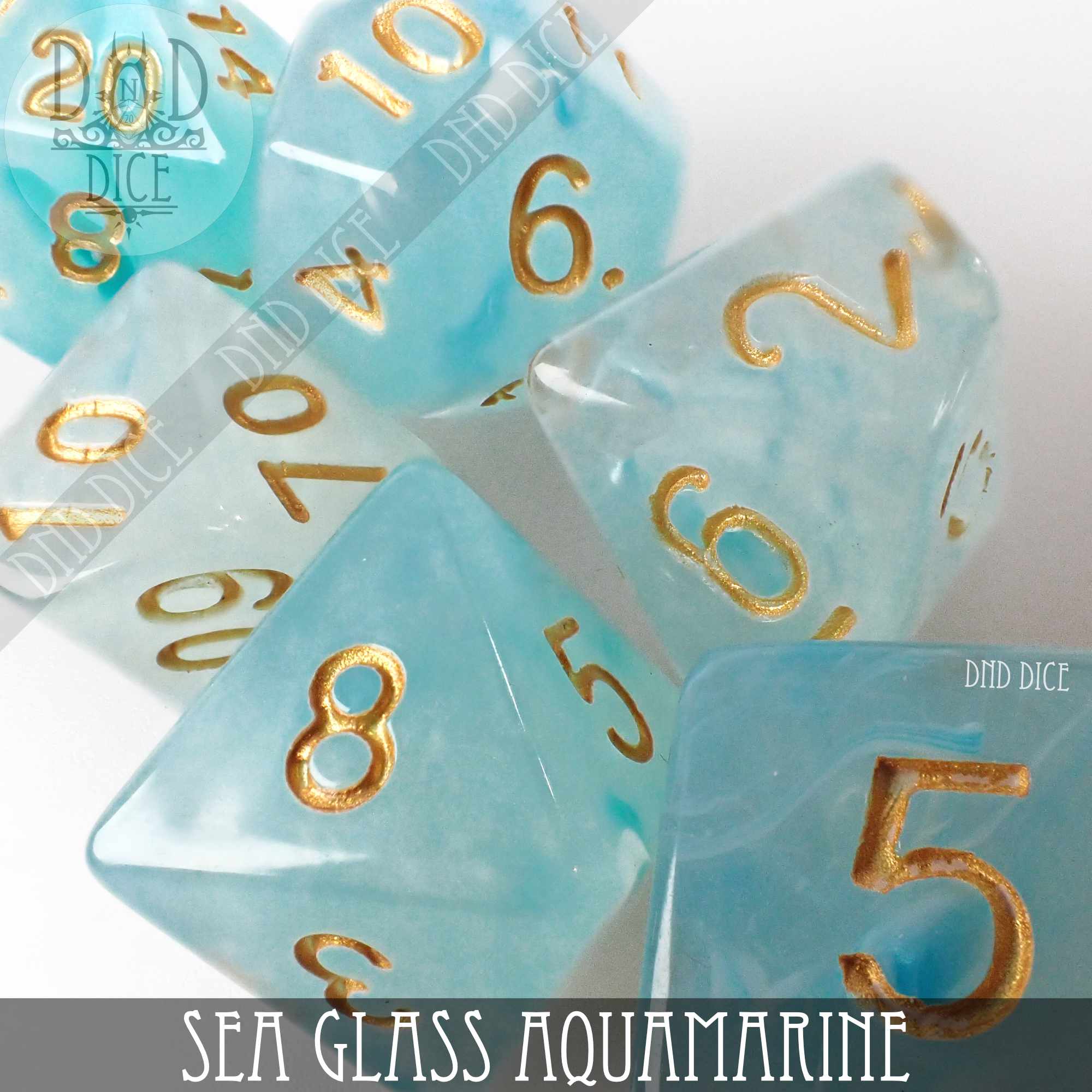Sea Glass Aquamarine Dice Set