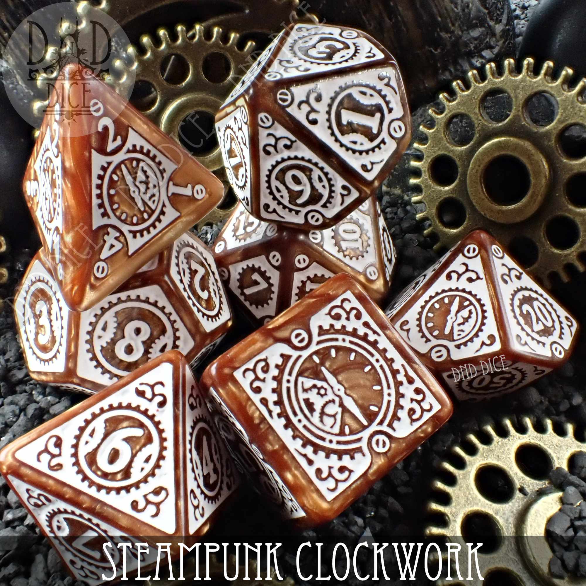 Steampunk Clockwork Caramel Dice Set