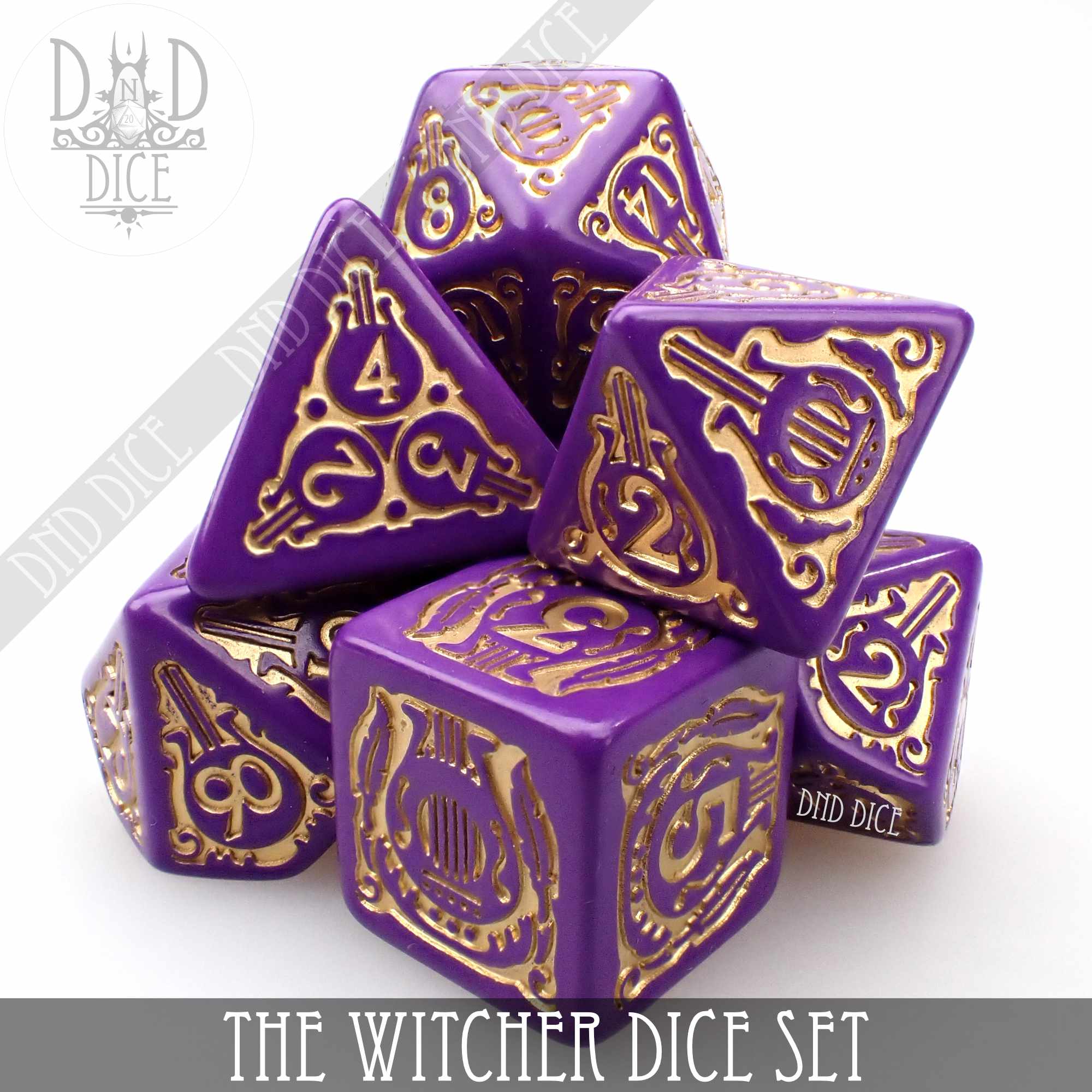 The Witcher Dice Set and Coin - Dandelion / Jaskier