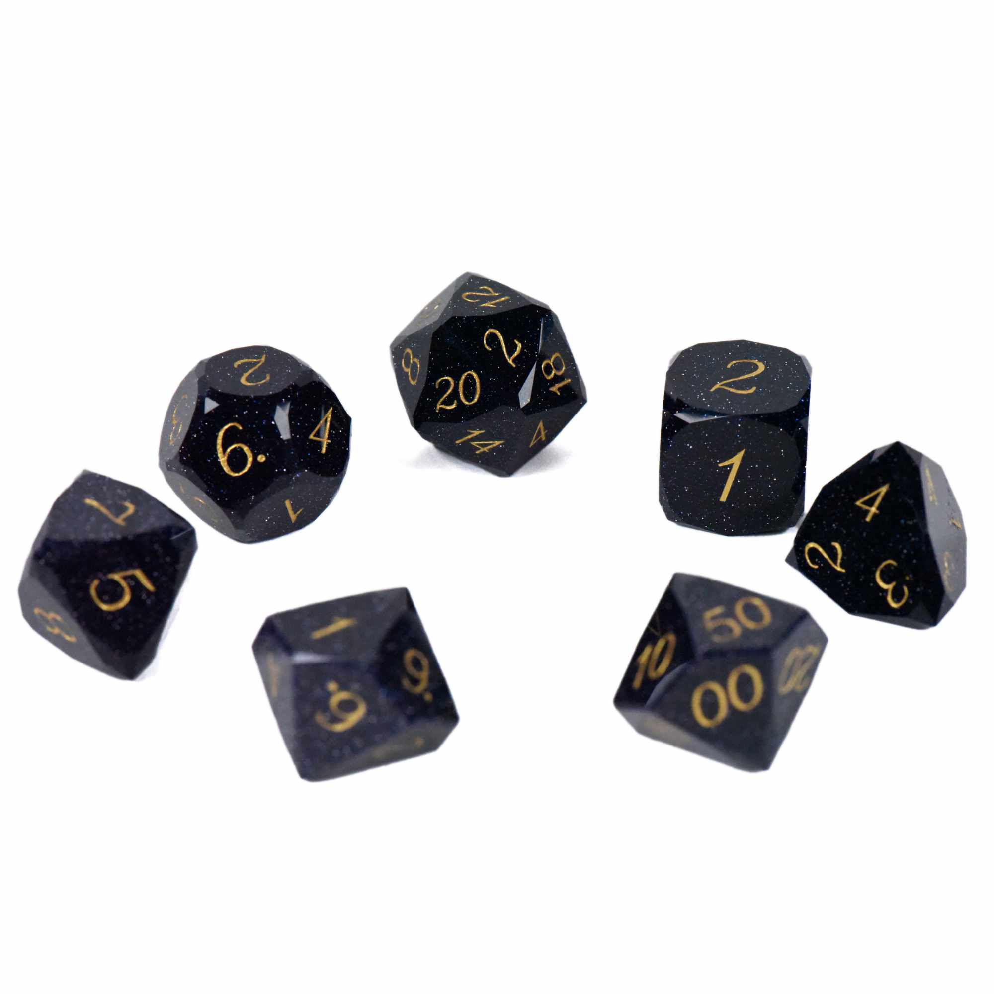 Gem Cut Goldstone Dice Set (Gift Box)