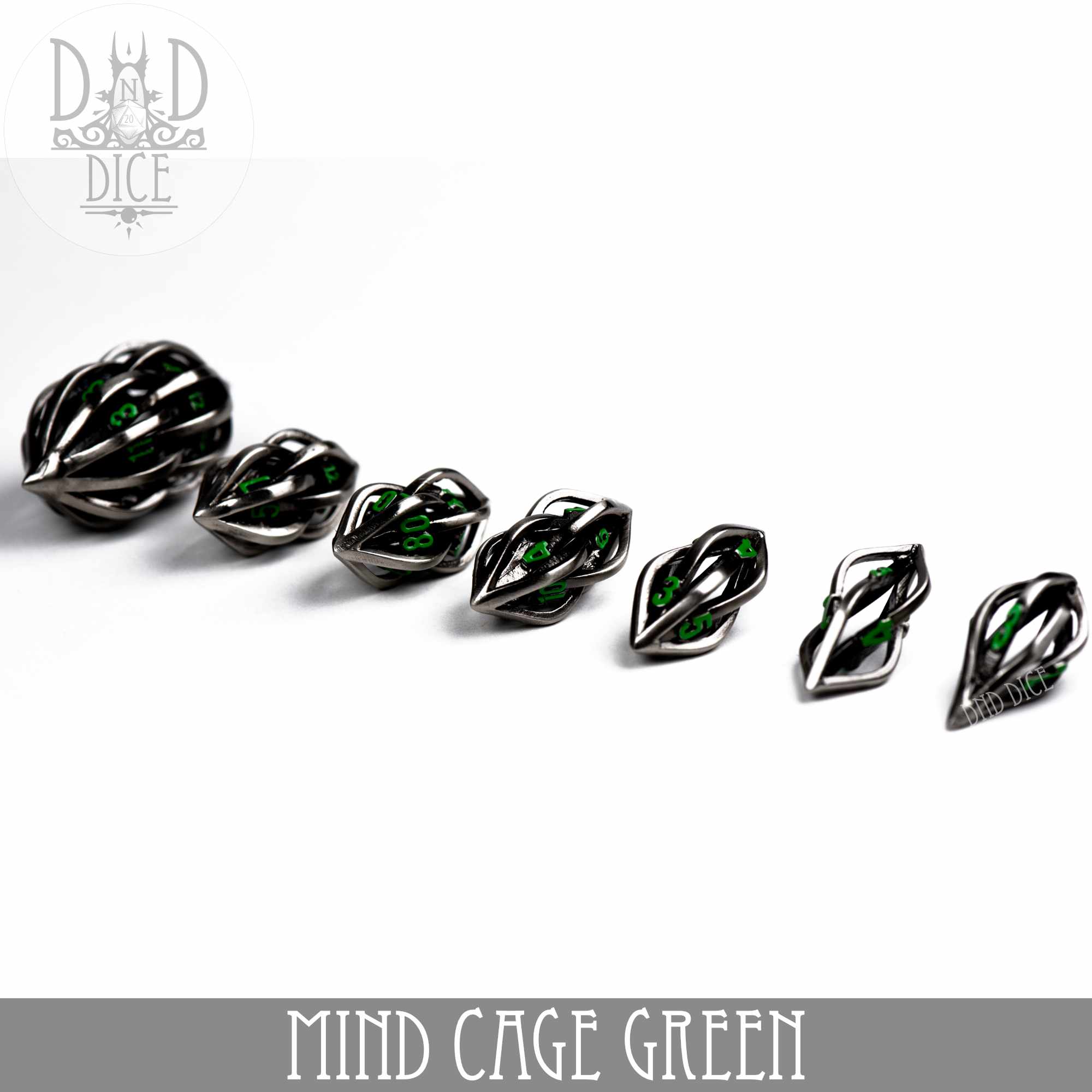 Mind Cage Green Hollow Metal Dice Set (Gift Box)