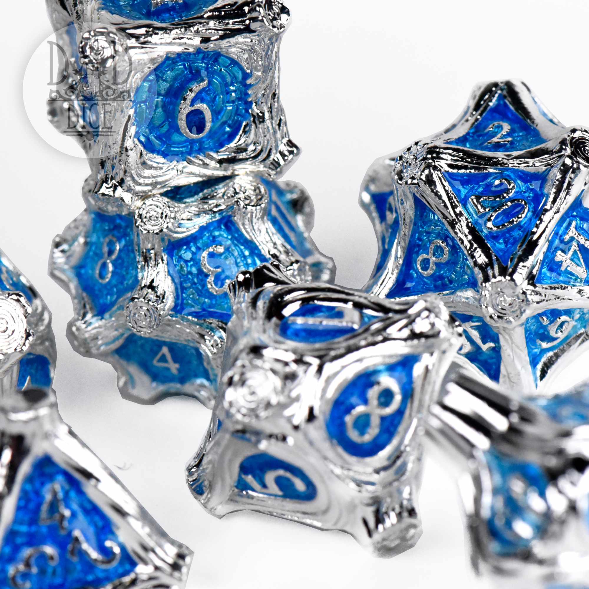 Silver Birch Metal Dice Set (Black Friday)