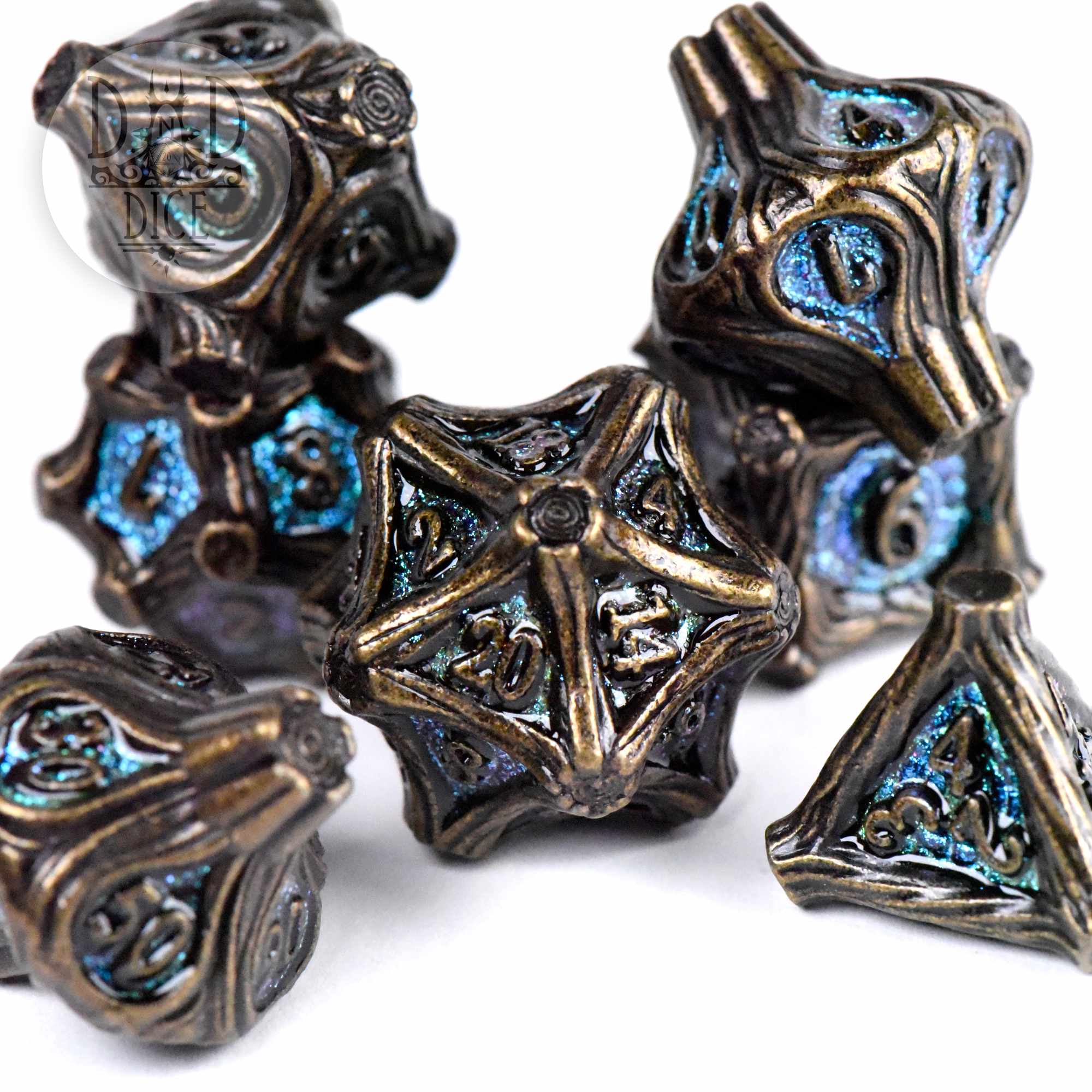 Sturdy Oak Metal Dice Set (Black Friday)