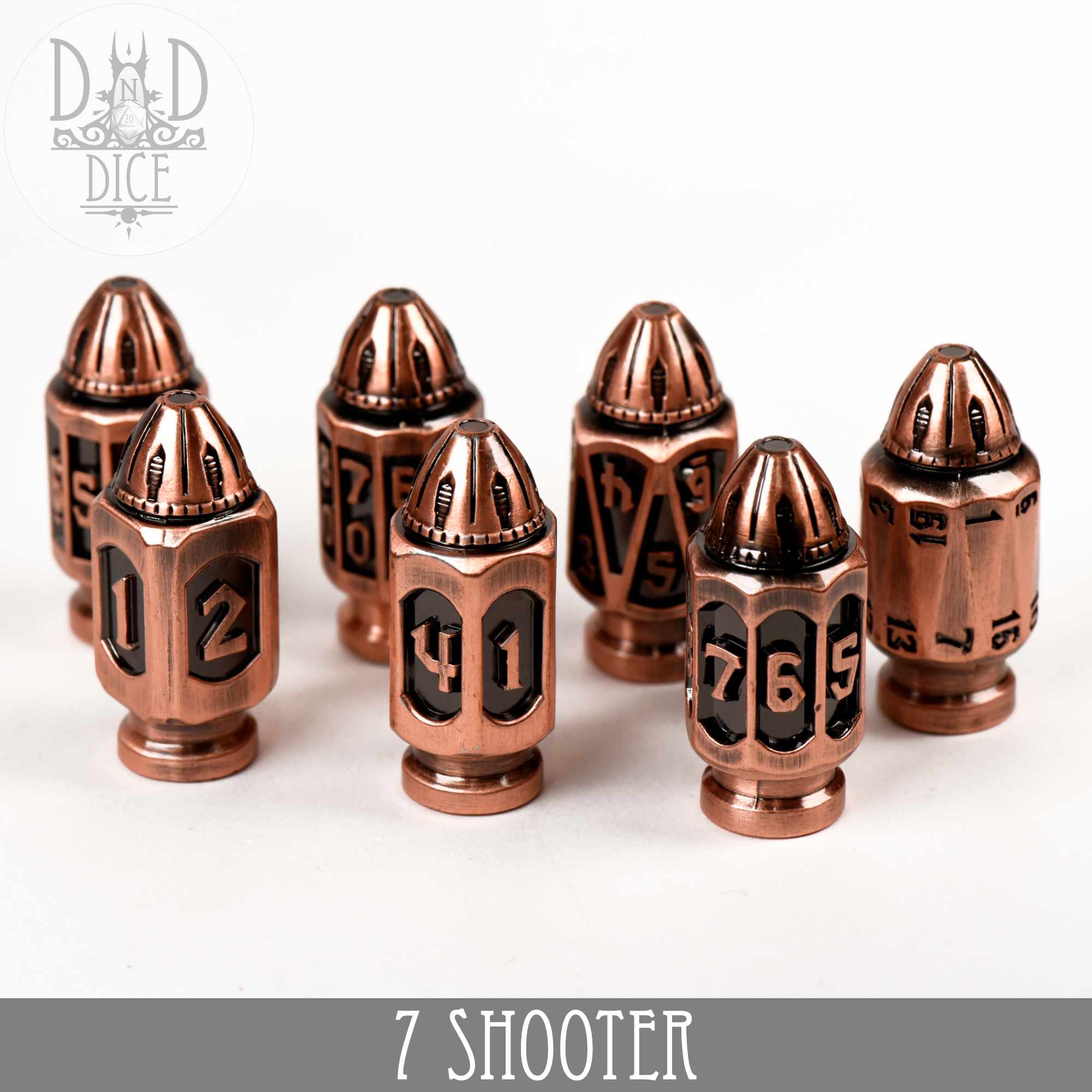 7 Shooter Copper Metal Dice Set