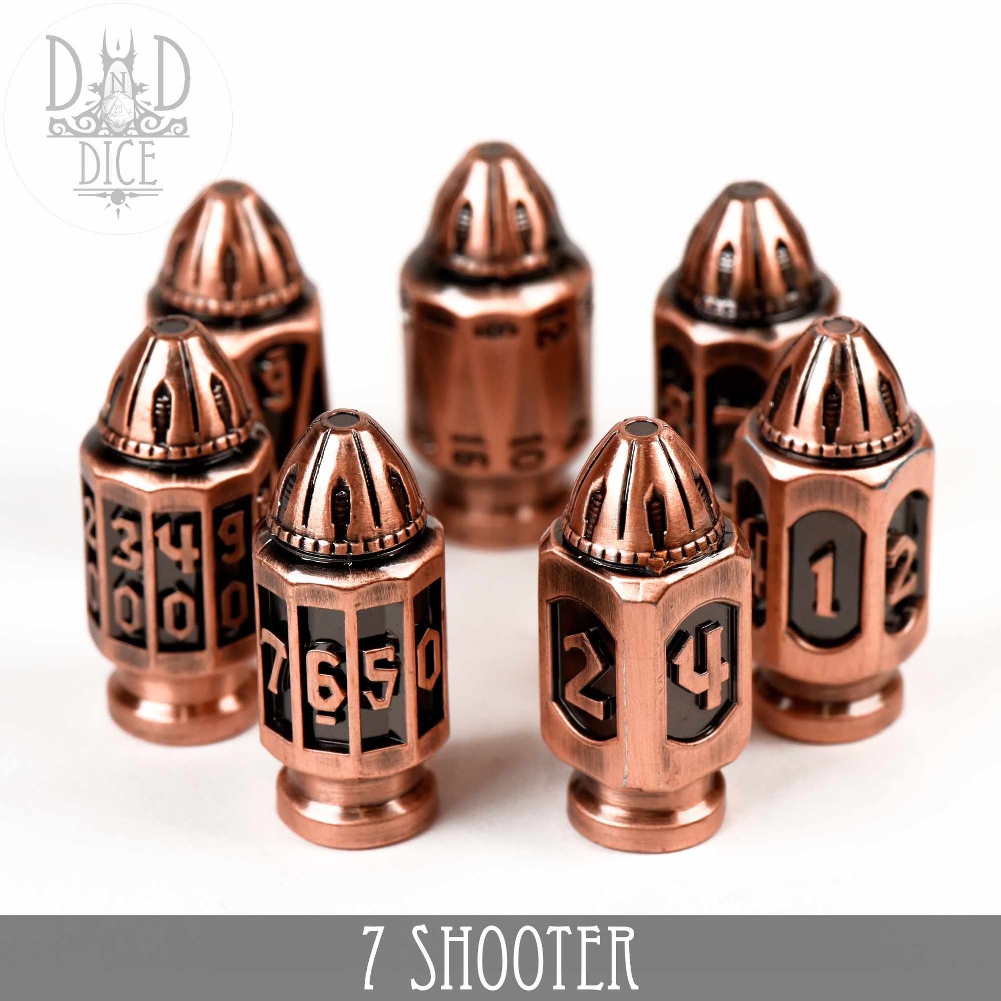 7 Shooter Copper Metal Dice Set