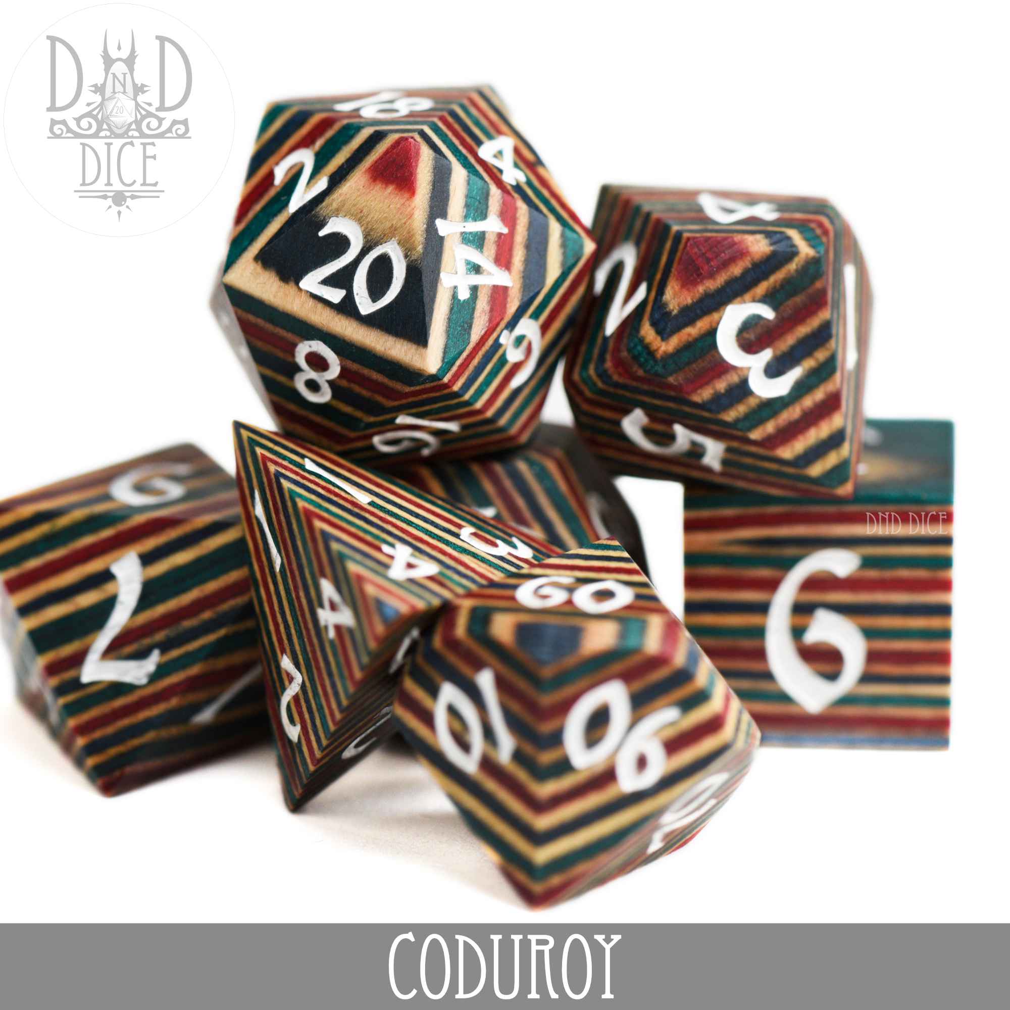 Corduroy Wood Dice Set (Gift Box)