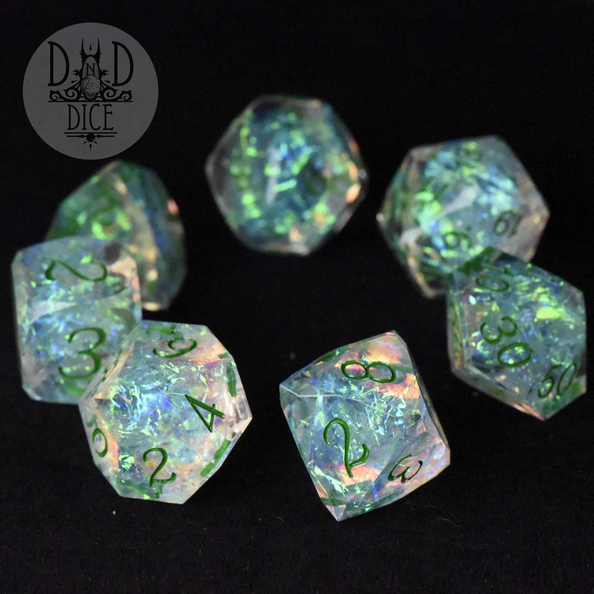 Crown Jewels Jade Handmade Dice Set