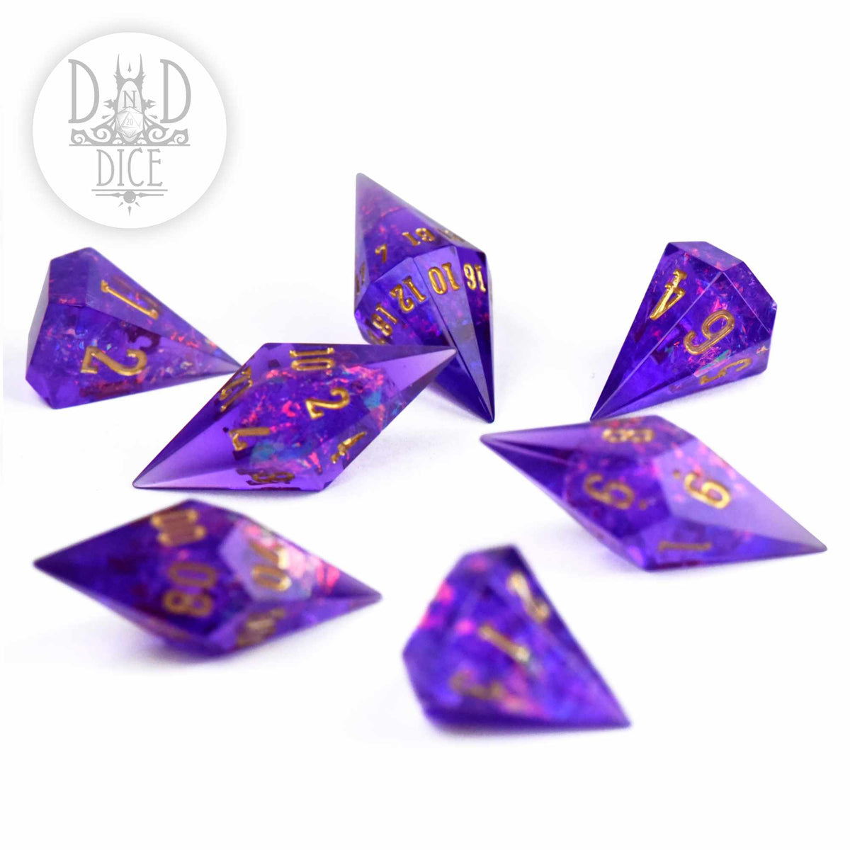 Crystal Shards Amethyst Handmade Dice Set