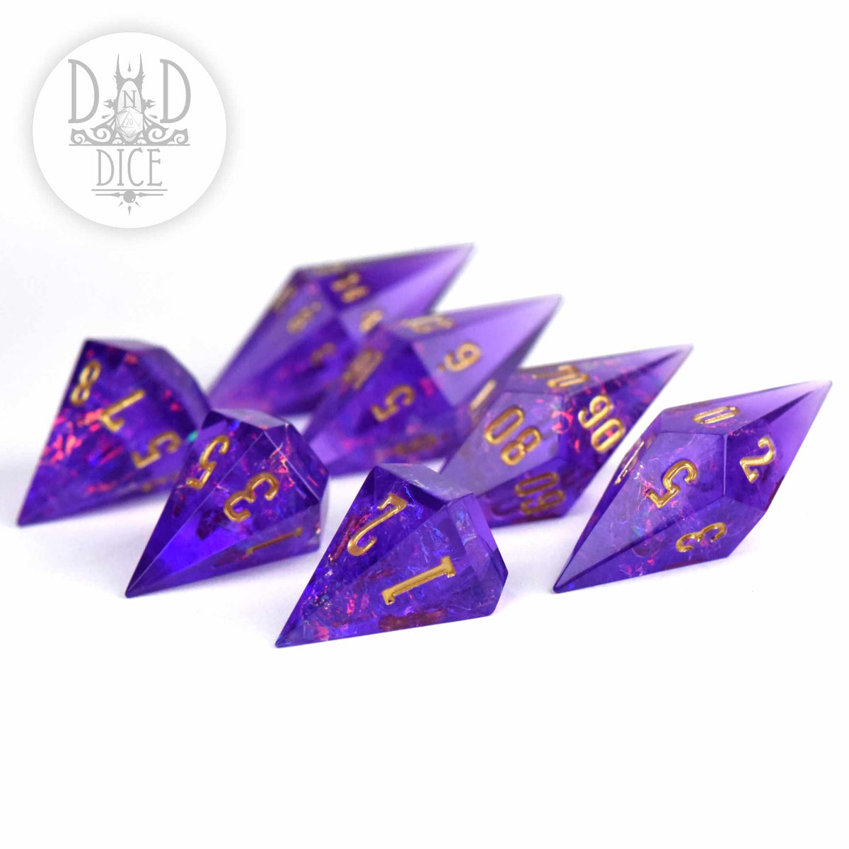 Crystal Shards Amethyst Handmade Dice Set