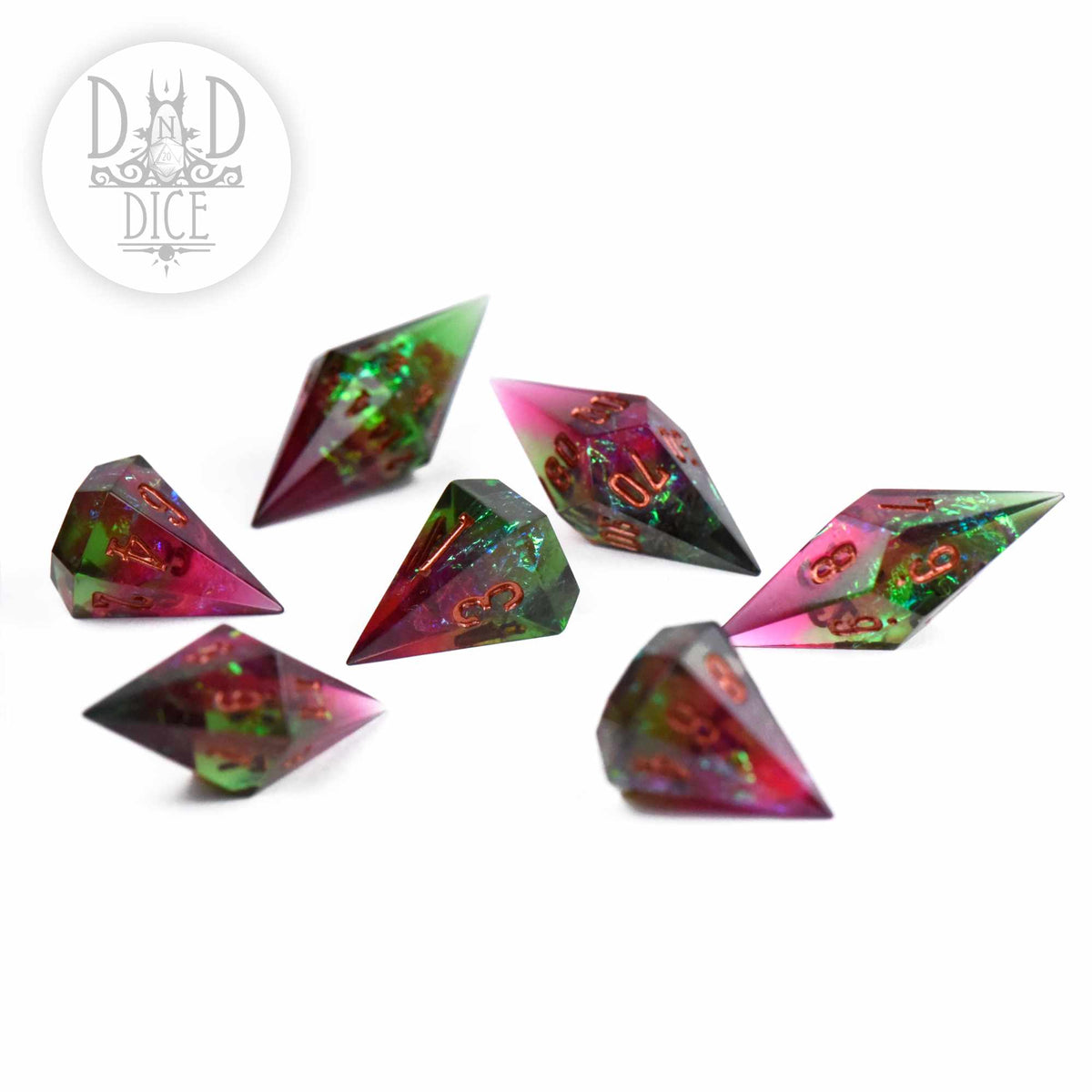 Crystal Shards Blood Emerald Handmade Dice Set