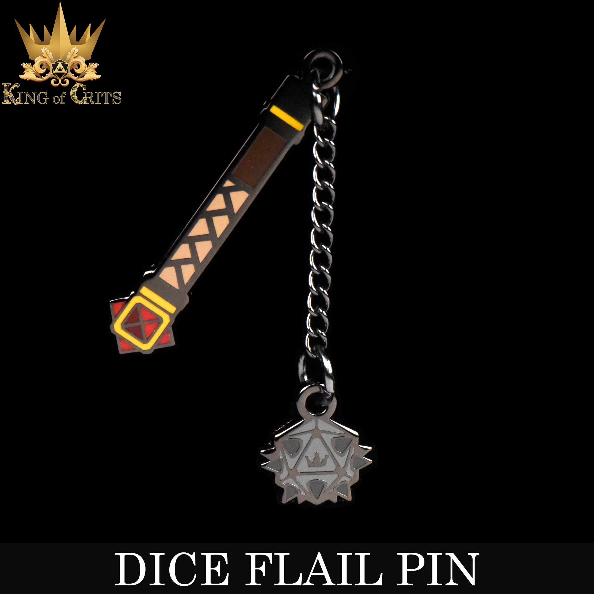 Dice Flail Enamel Pin