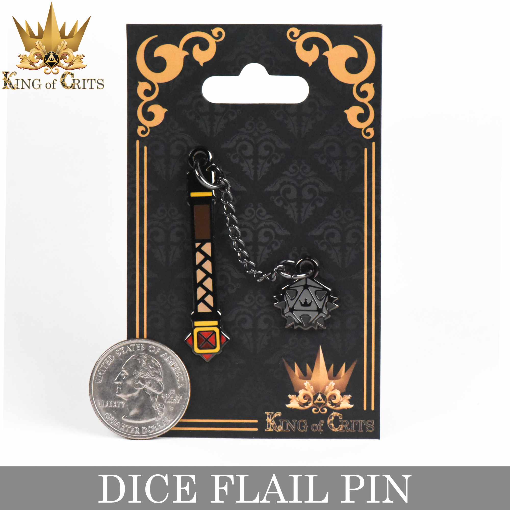 Dice Flail Enamel Pin