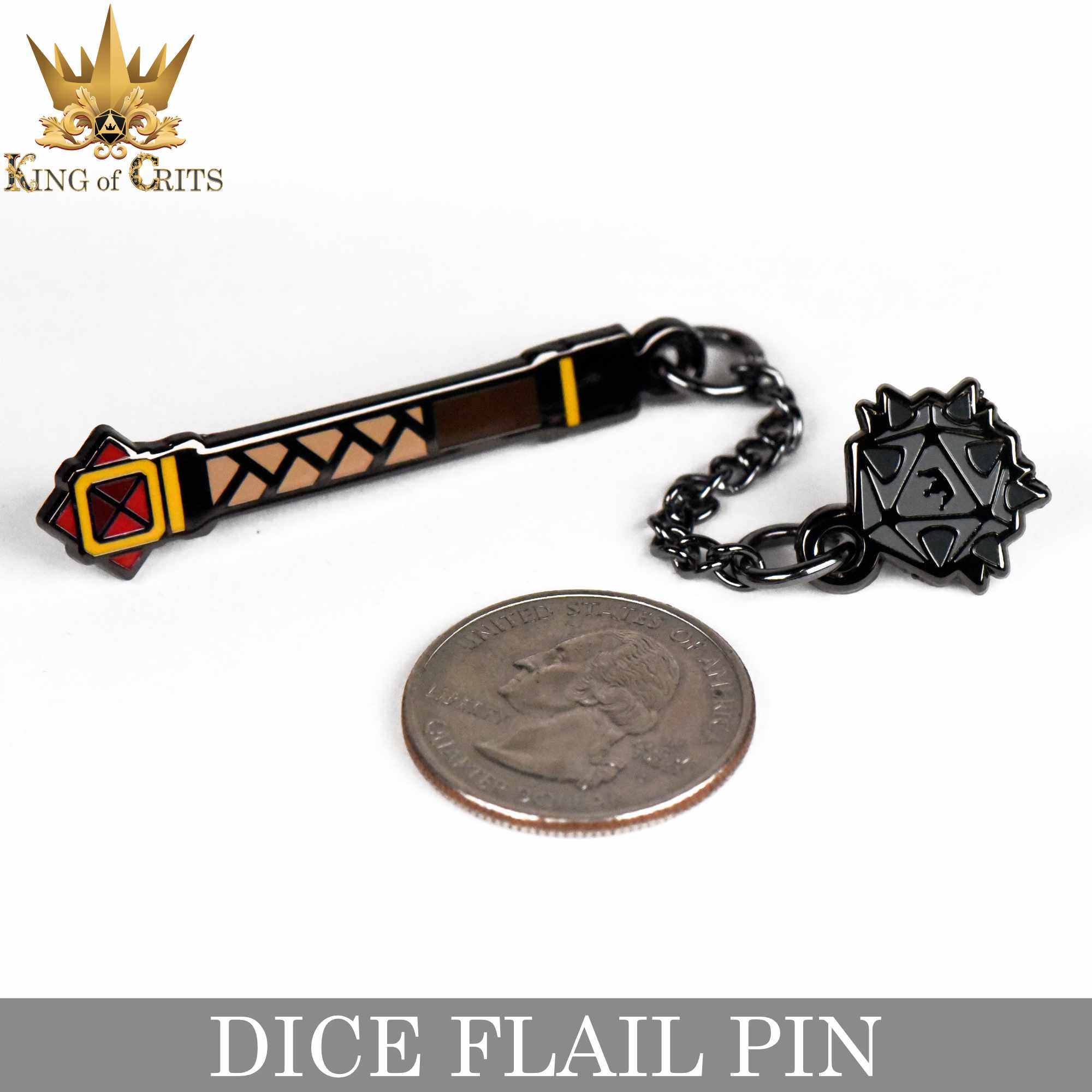 Dice Flail Enamel Pin