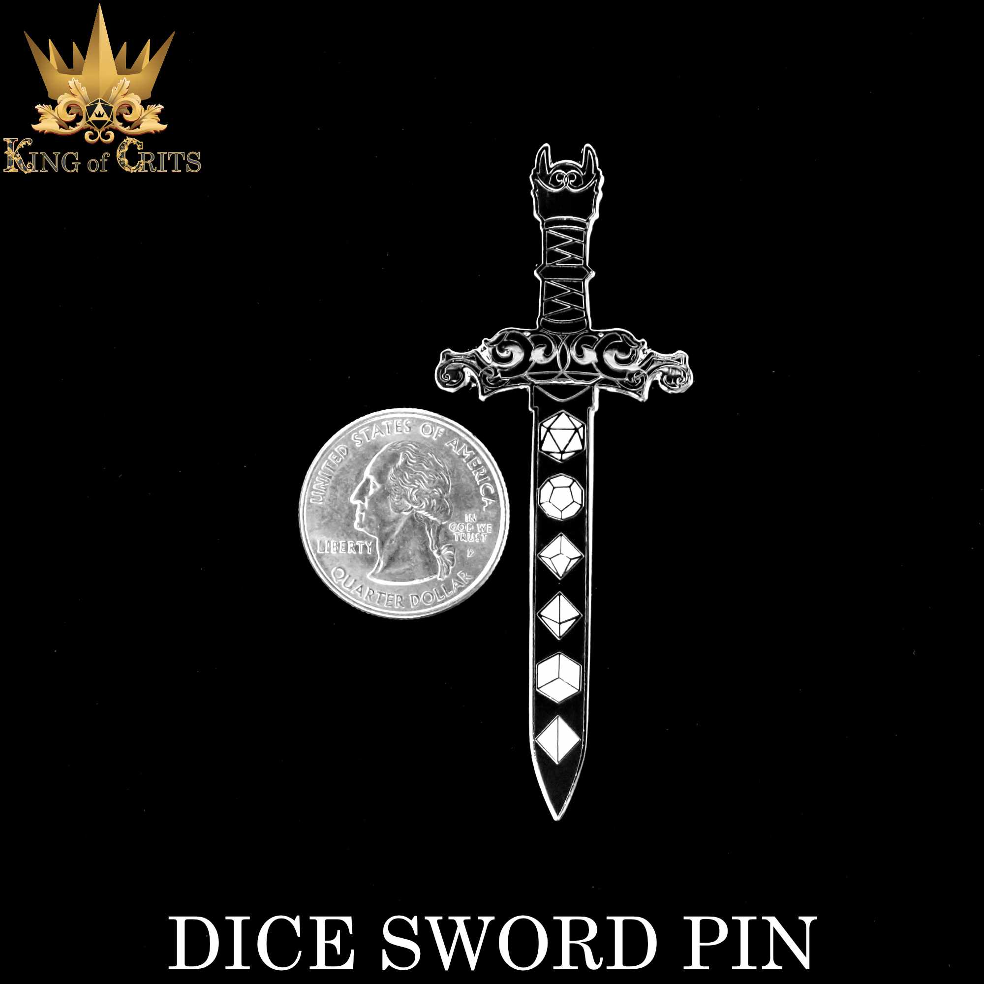 Polyhedral Dice Sword Pin